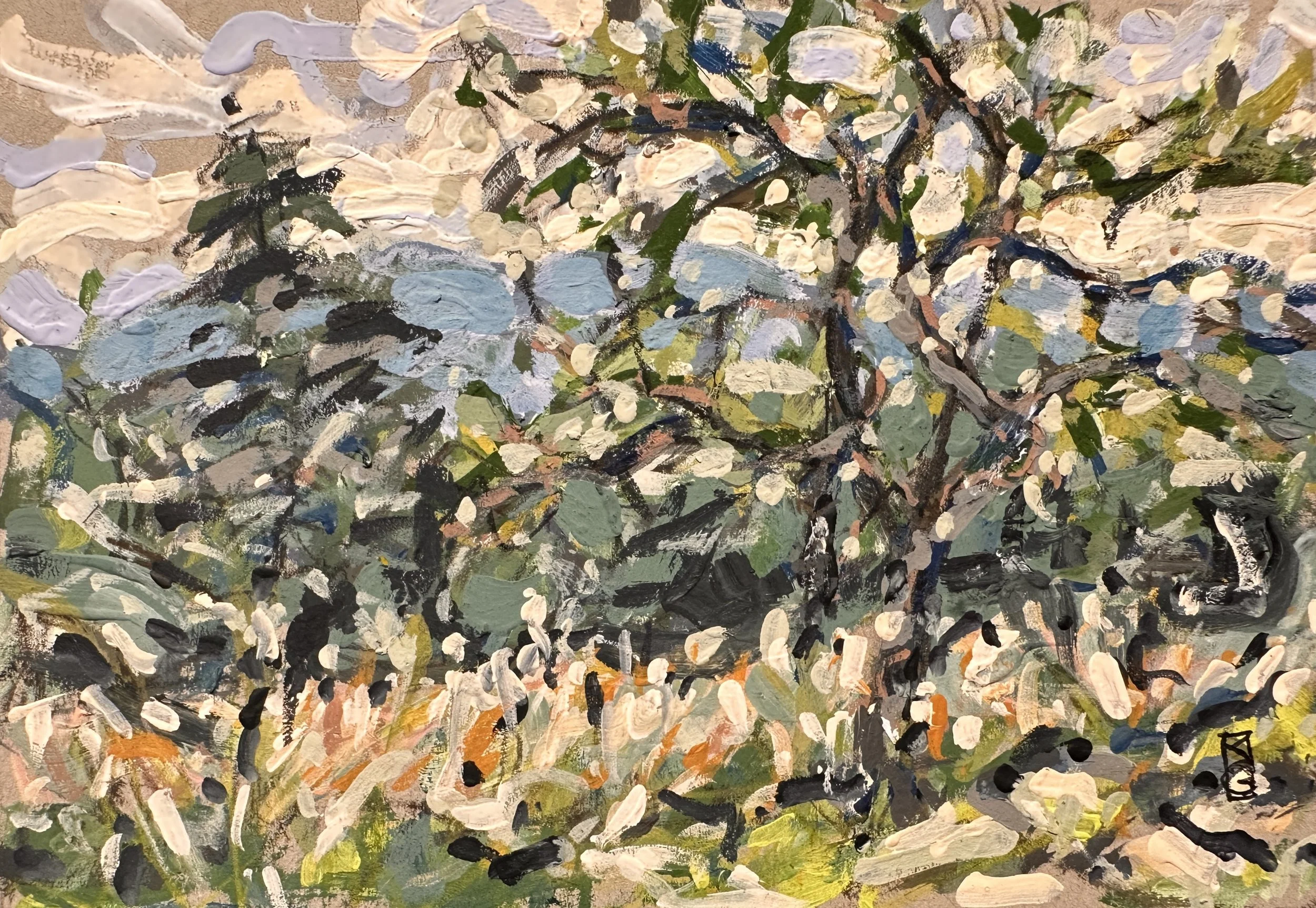 Summer View (Crows Acres) / Gouache on paper / 4.5 x 6.5" / 2025