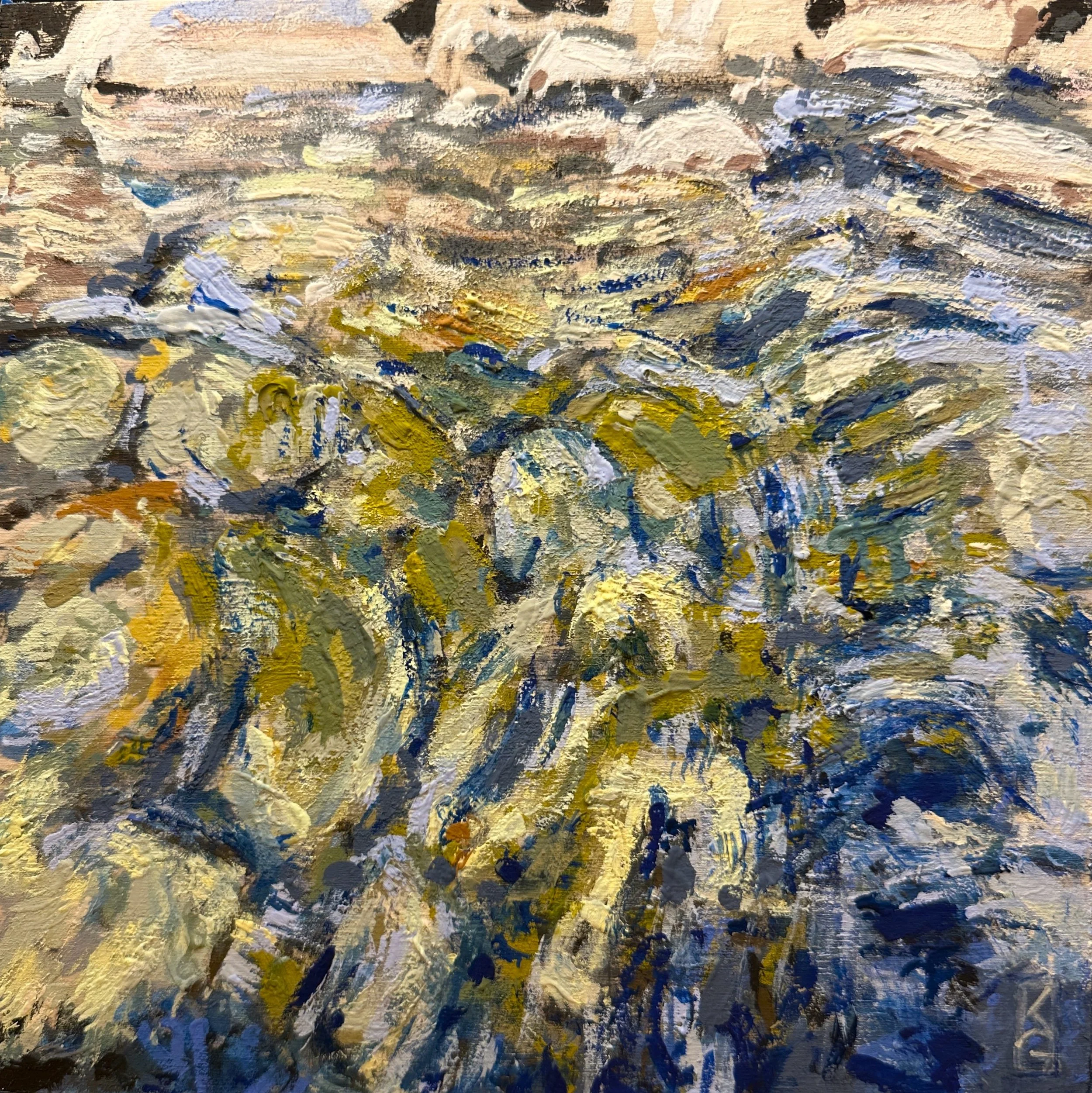 Through the water (Johns Brook) / Gouache on panel / 8x8" / 2026