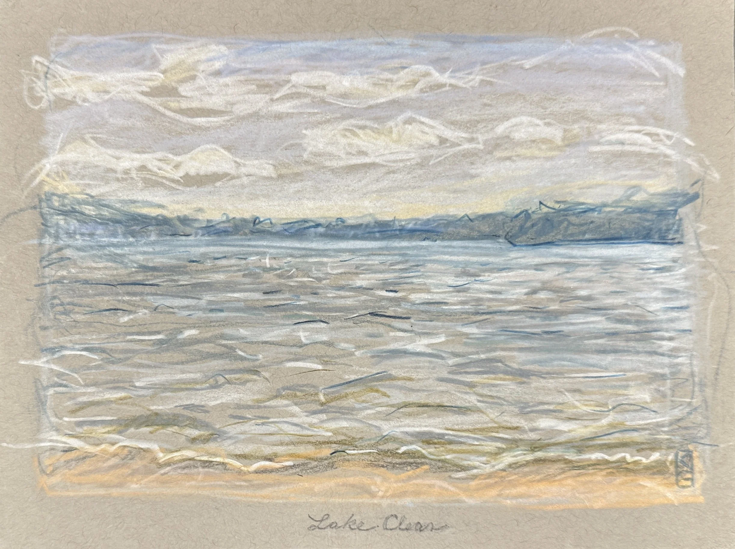 Like a postcard (Lake Clear) / Colored pencil on paper / 6x8" / 2025