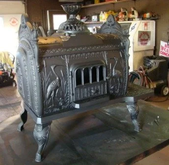 1880's Aurora Todd Stove, Bridge and Beach Co.
Cranes on each side. This is in RESTORED condition
$1250