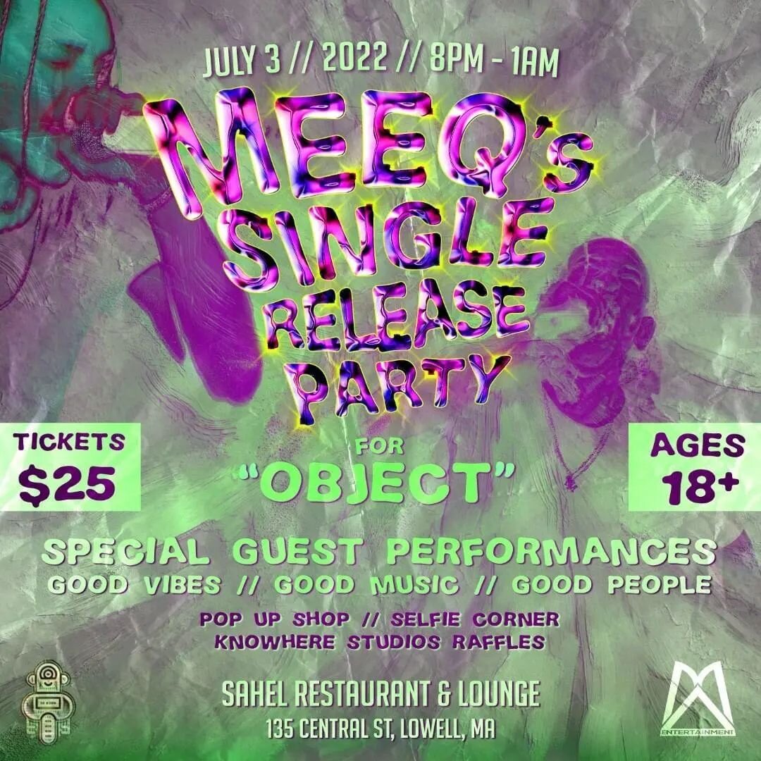 July 3rd// @ysl_meeq single release party
Come rock out with us
Good music, good people, good vibes
Special guest performances, merch, and networking opportunities 
Contact @_eldrippy for more info
Tickets on sale now on eventbrite.com