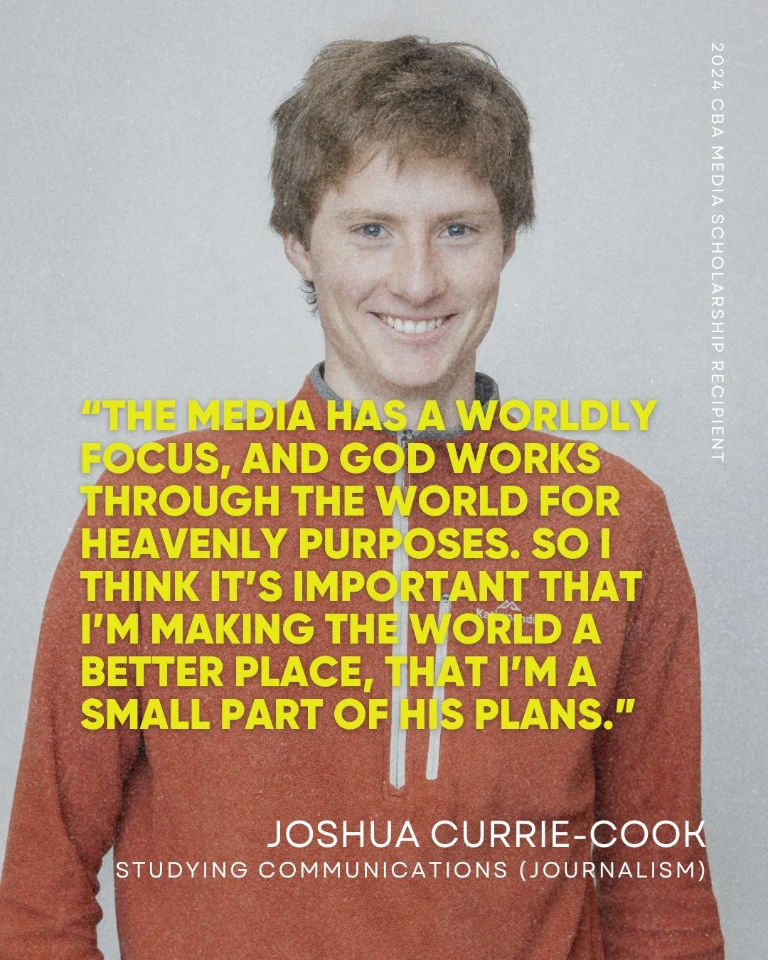 Meet Joshua Currie-Cook 👋 Joshua is one of three CBA Media Scholarship recipients from our 2024 cohort. 

Read more of Joshua's story at the link in bio 💛