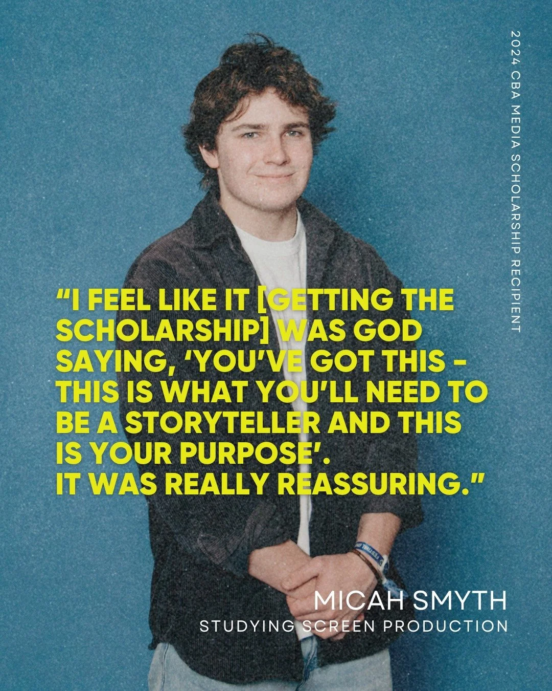 Meet Micah Smyth 👋 Micah is one of three CBA Media Scholarship recipients from our 2024 cohort. 

Read more of Micah's story at the link in bio 💛