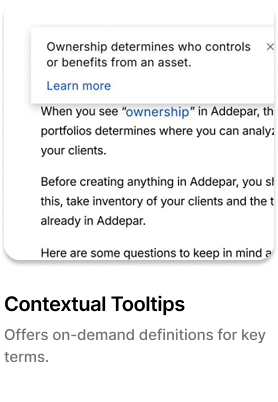 A webpage discussing ownership, control, and benefits related to assets, with blue clickable links and black text on a white background.