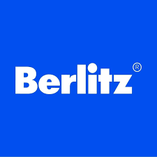Berlitz logo with white text on a blue background