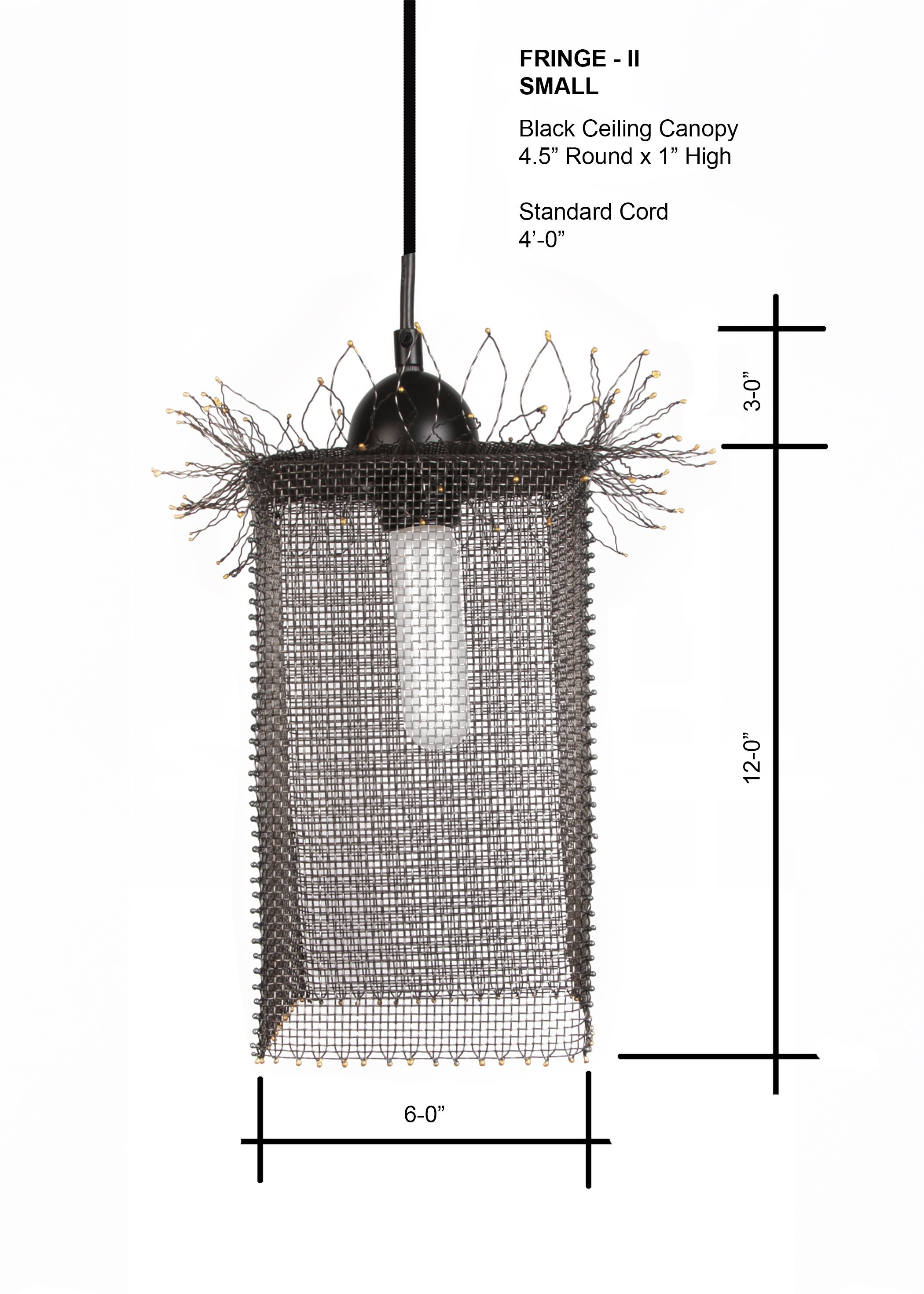 Black steel wire mesh medium pendant light