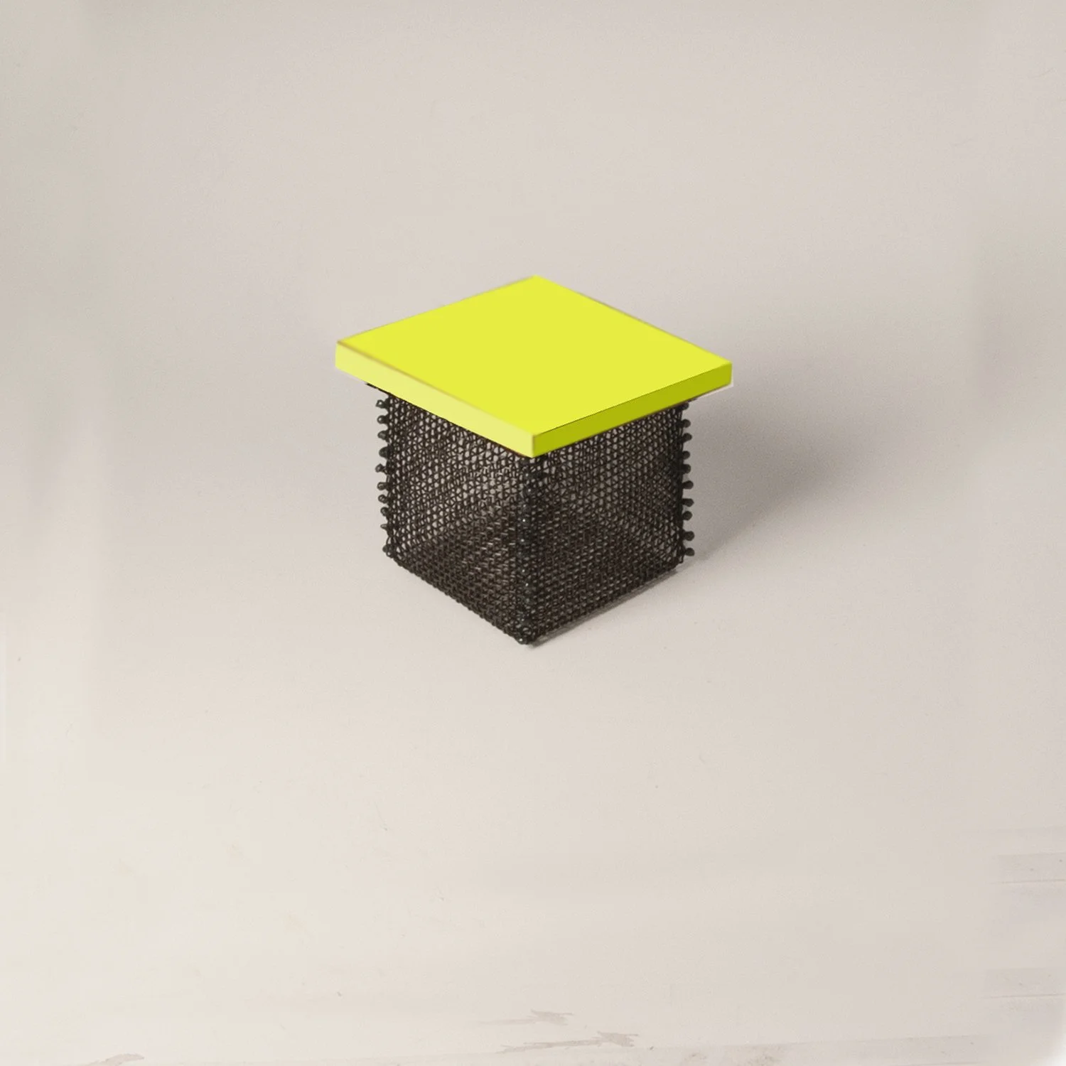 BOX I - Chartruse - SMALL - Steel Wire Mesh Boxes with ceramic Lid, set of three, COMMISSION