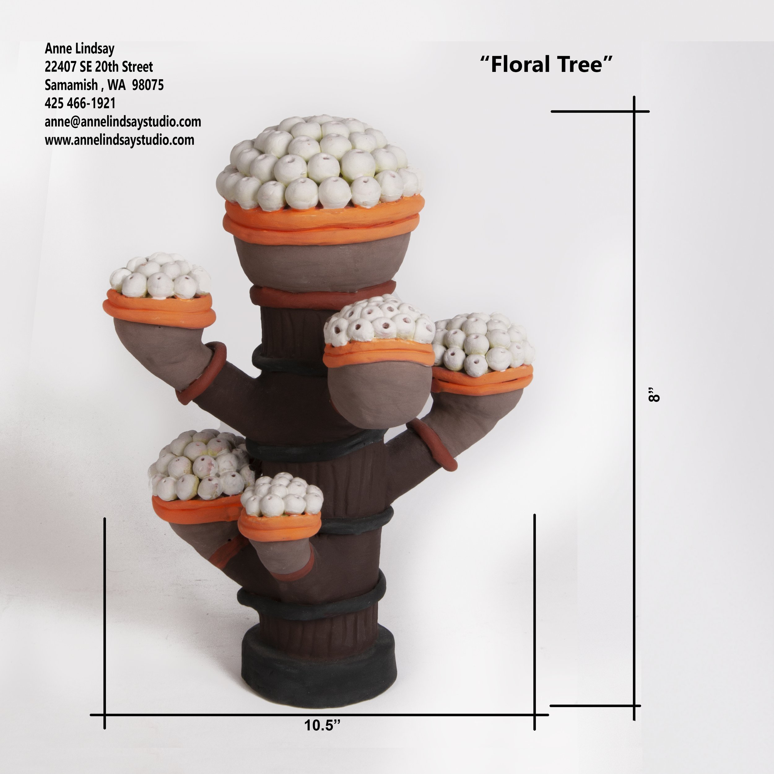 Terracotta botanical flower tree ceramic sculpture