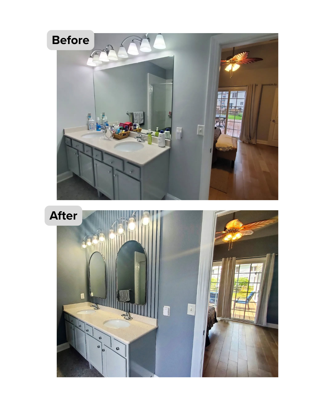 Before and after of a bathroom vanity