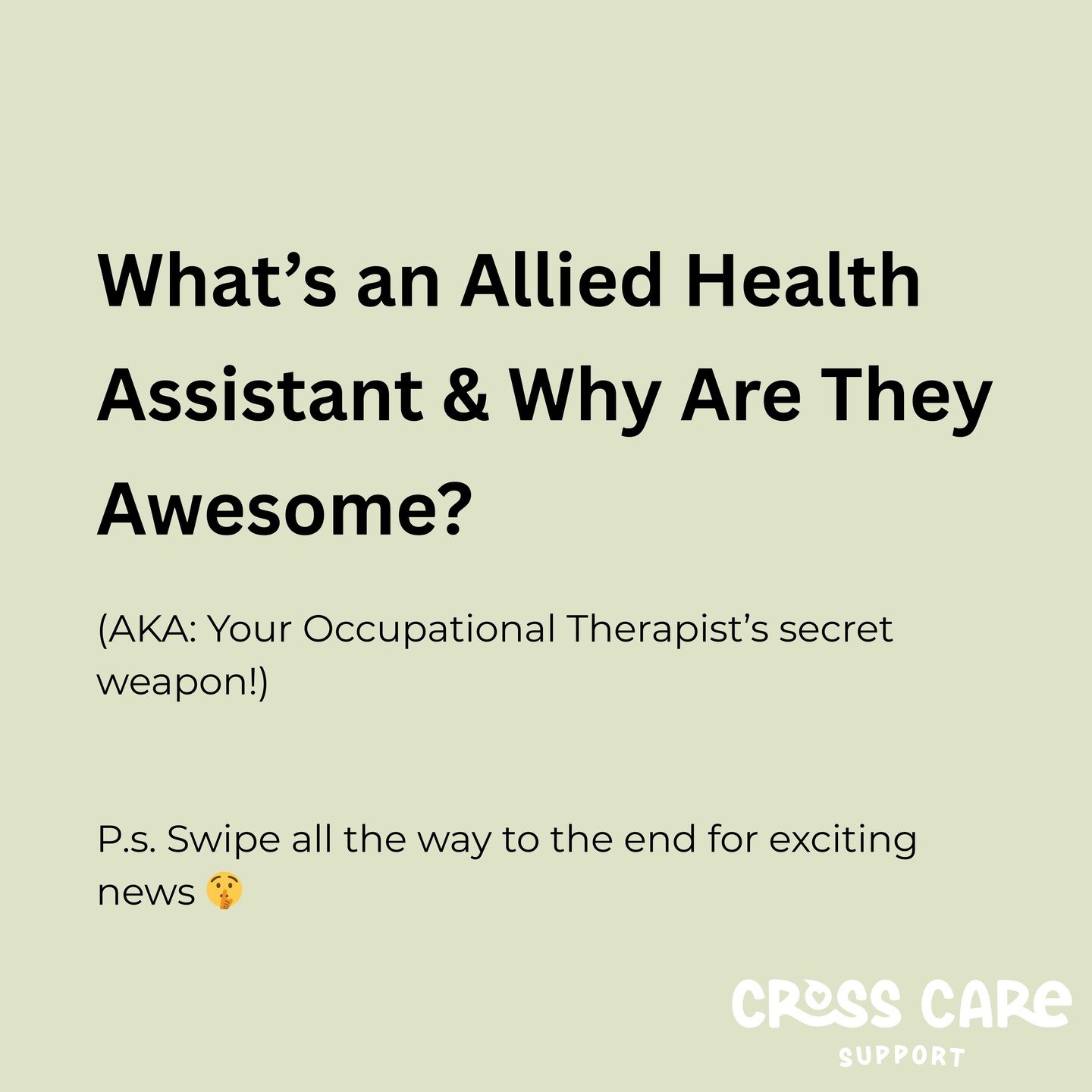 Ever heard of an AHA?

Not the &ldquo;aha!&rdquo; moment &mdash; we're talking about an Allied Health Assistant: someone who works closely with your OT to bring therapy goals to life in practical, fun, and meaningful ways. 🙌

Whether it&rsquo;s fine