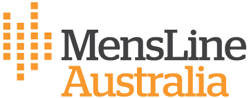 Logo of MensLine Australia with an orange and gray design