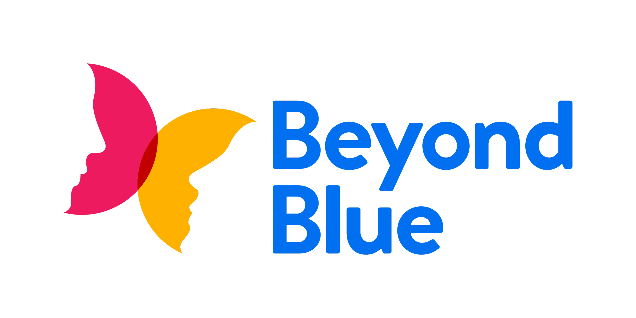 Logo of Beyond Blue featuring three overlapping profile silhouettes in pink, yellow, and black, with the text 'Beyond Blue' in blue.