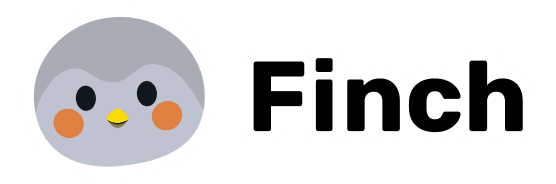 A cartoon penguin face next to the word "Finch" in bold black letters.