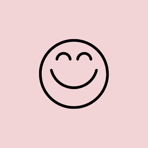 Simple smiley face with closed eyes on a light pink background