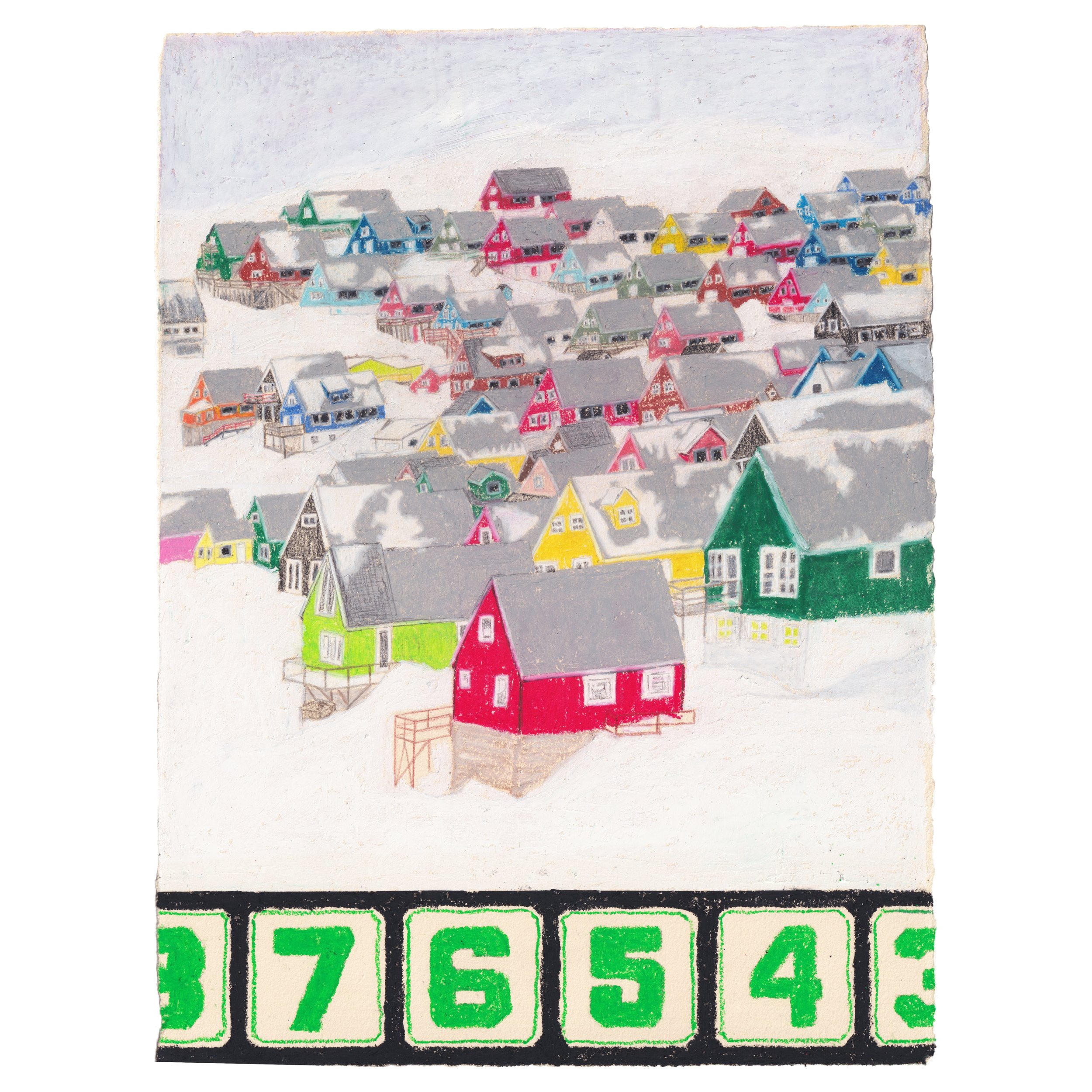 untitled (nuuk and vintage telephone) • oil pastel on paper • 11 x 15 inches