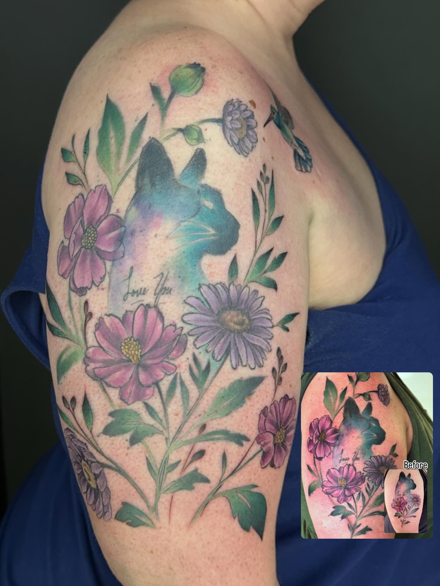 What do you do when your original concept evolves after you get the tattoo? Just ask. I&rsquo;m happy to work with you to find a solution to make your tattoo what you want a it to be.

Ashley started with a simple concept, but decided she wanted a fu