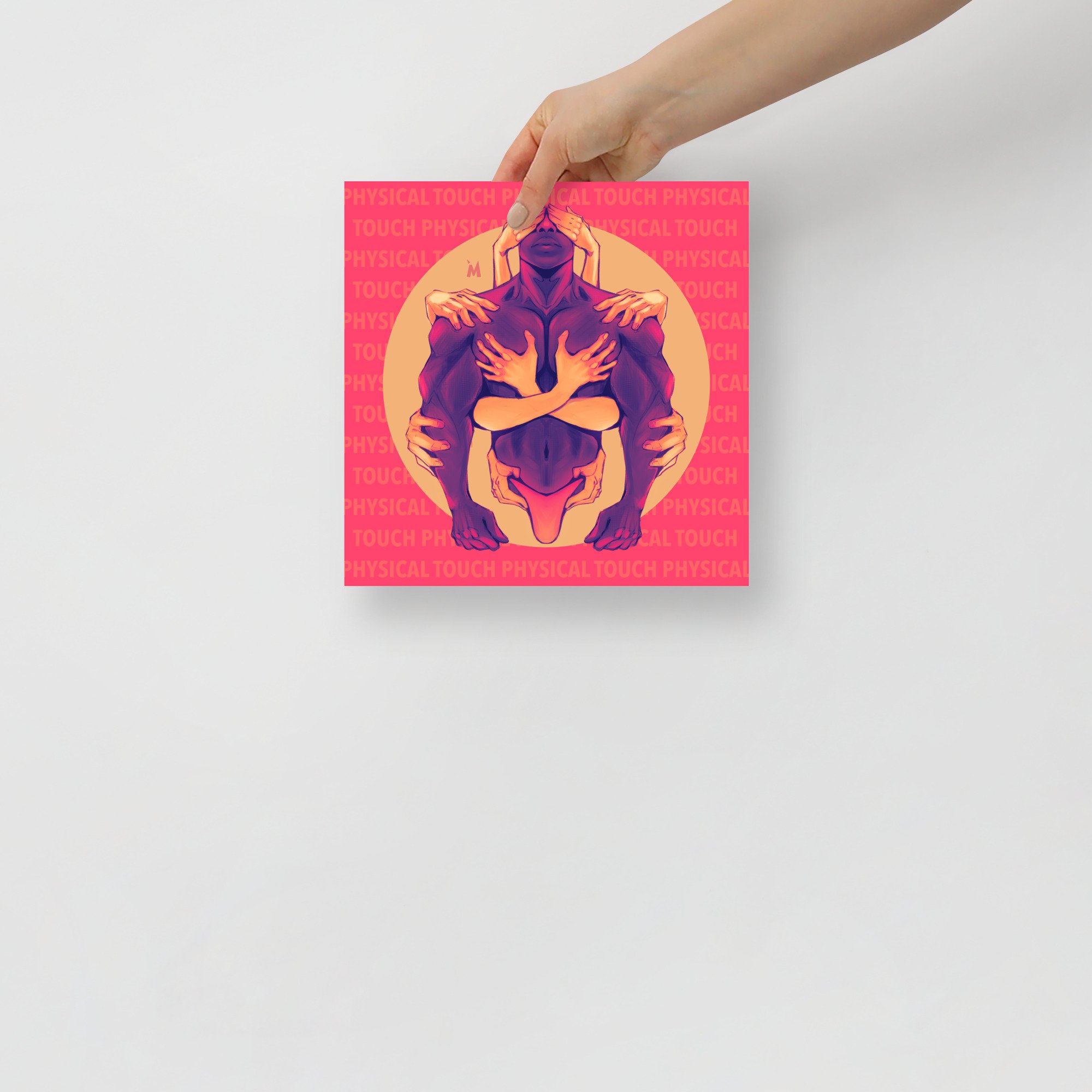 This piece is based on the Love Language: Physical Touch. The print illustrates a person being embraced all over by the gentle touch of a loved one.