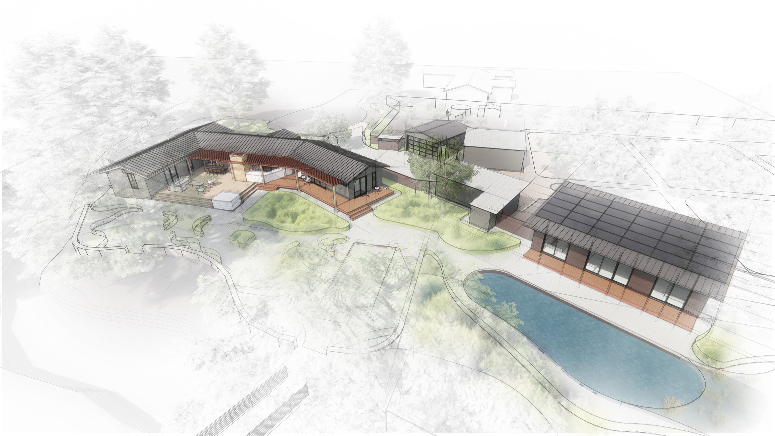 Initial Design Option A w/ corrugated metal and redwood siding
