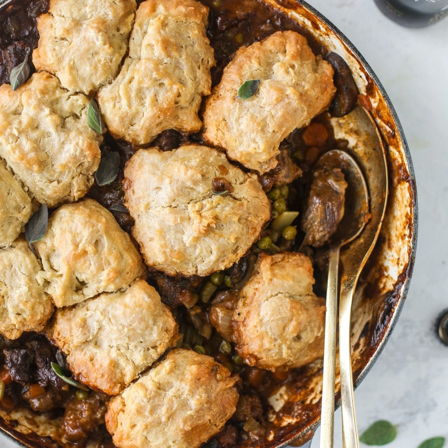 Guinness Pot Pie with Beer Bread Biscuits