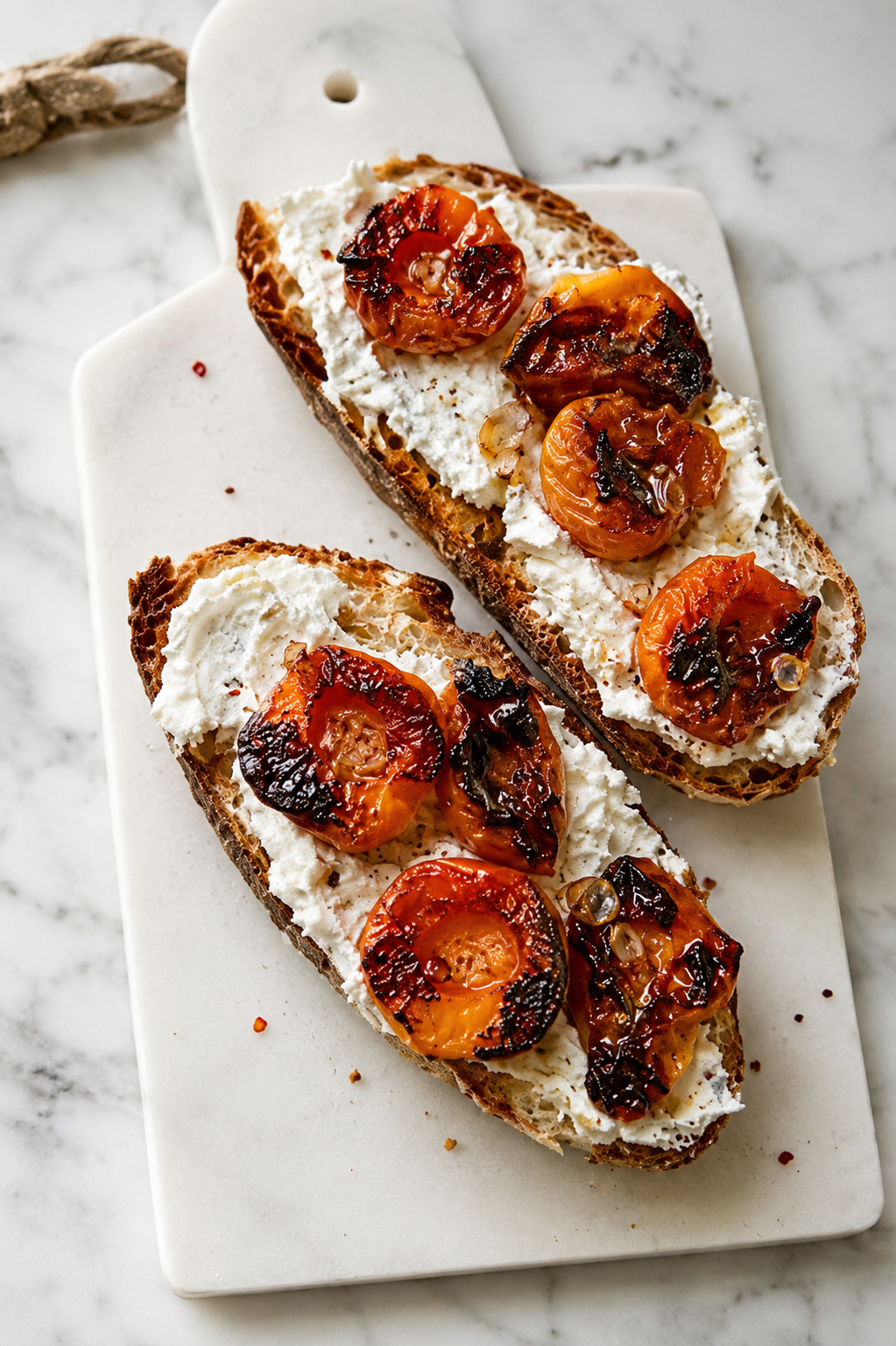 Grilled Apricot &amp; Whipped Ricotta Tartine