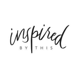 Inspirational quote graphic with the words 'inspired BY THIS' in black text on a white background.
