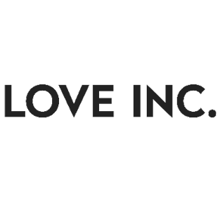 Bold black text on a white background that reads "LOVE INC."