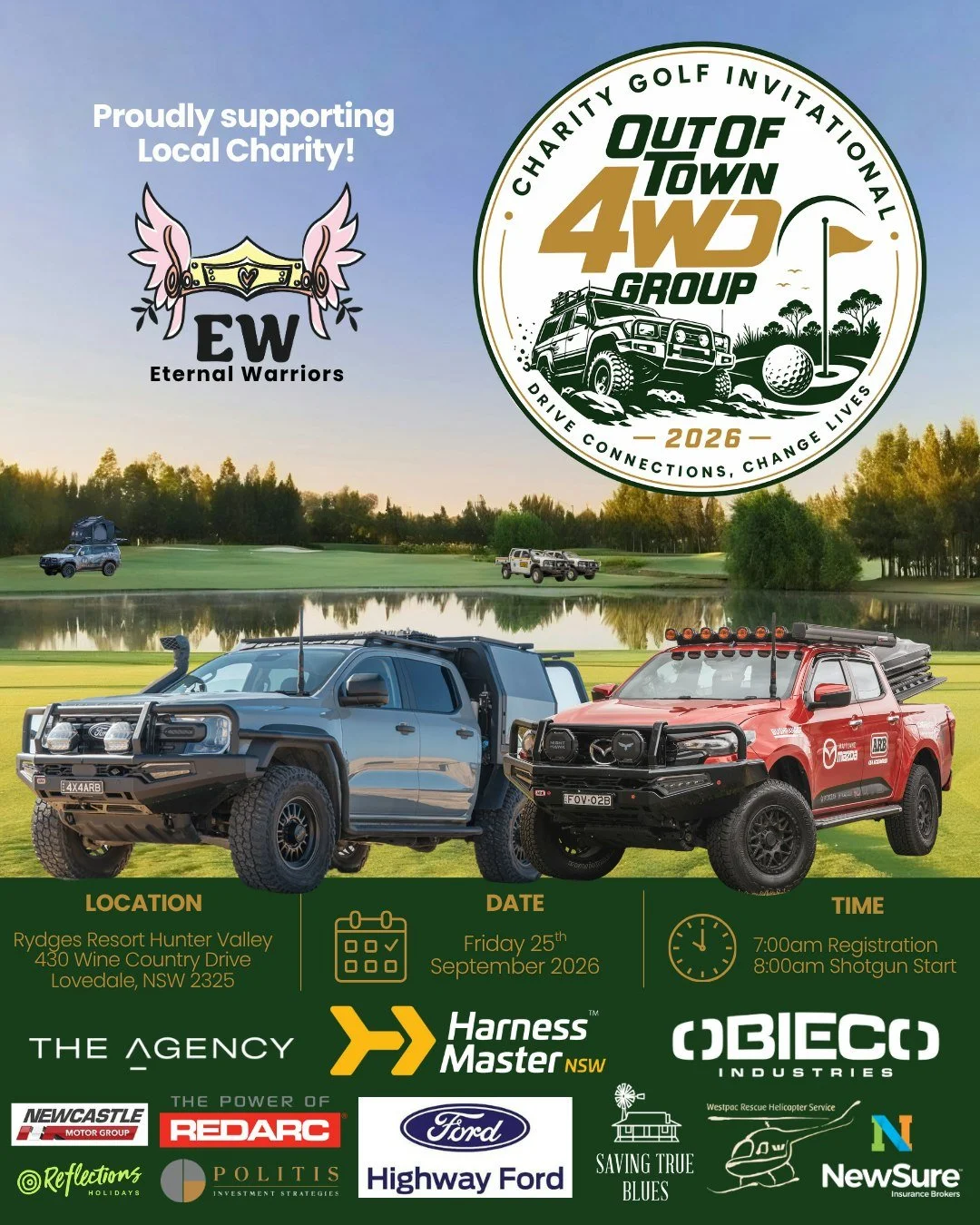🏌️ CHARITY GOLF INVITATIONAL 2026

We&rsquo;re gearing up for the Out Of Town 4WD Group Charity Golf Invitational 2026, and we&rsquo;re looking for more businesses to get involved and help us make this year&rsquo;s event a big one.

📅 Friday 25th S