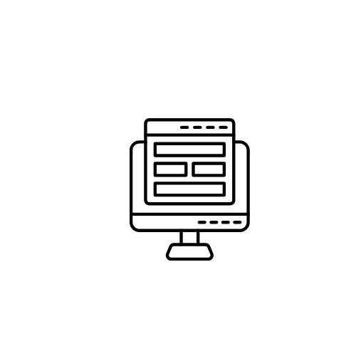 Outline icon of a computer monitor with a webpage displayed on the screen.