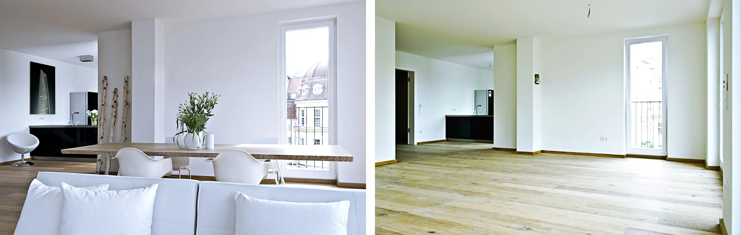 Essbereich Nachher Weiss Holz Essbereich Vorher