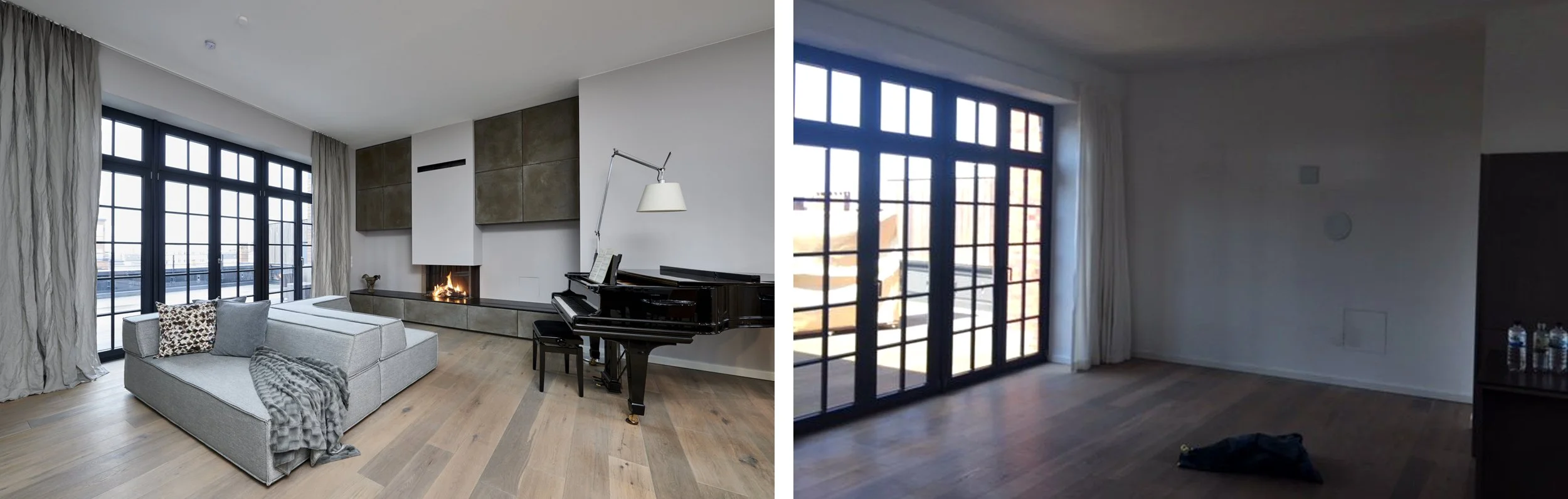 Wohnzimmer Nachher Kaminwand Klavier Holzboden Cor Sofa Hellgrau Wohnzimmer Vorher