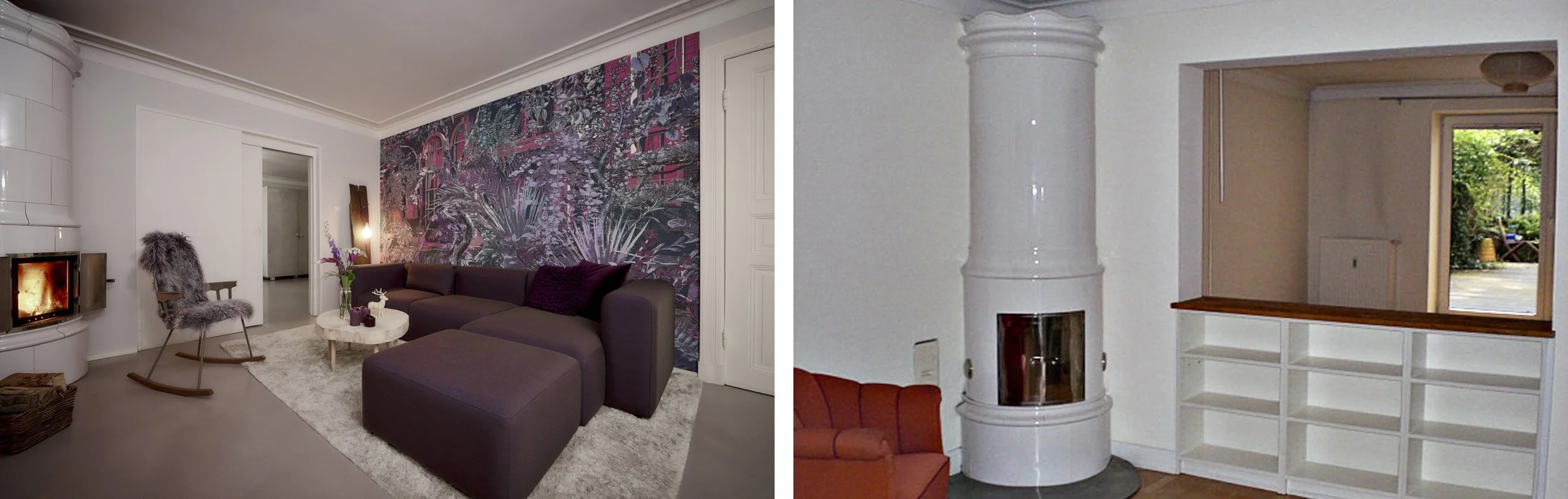 Wohnzimmer Nachher Kamin Weiss Sofa Hay Wandtapete LondonArt Wohnzimmer Vorher