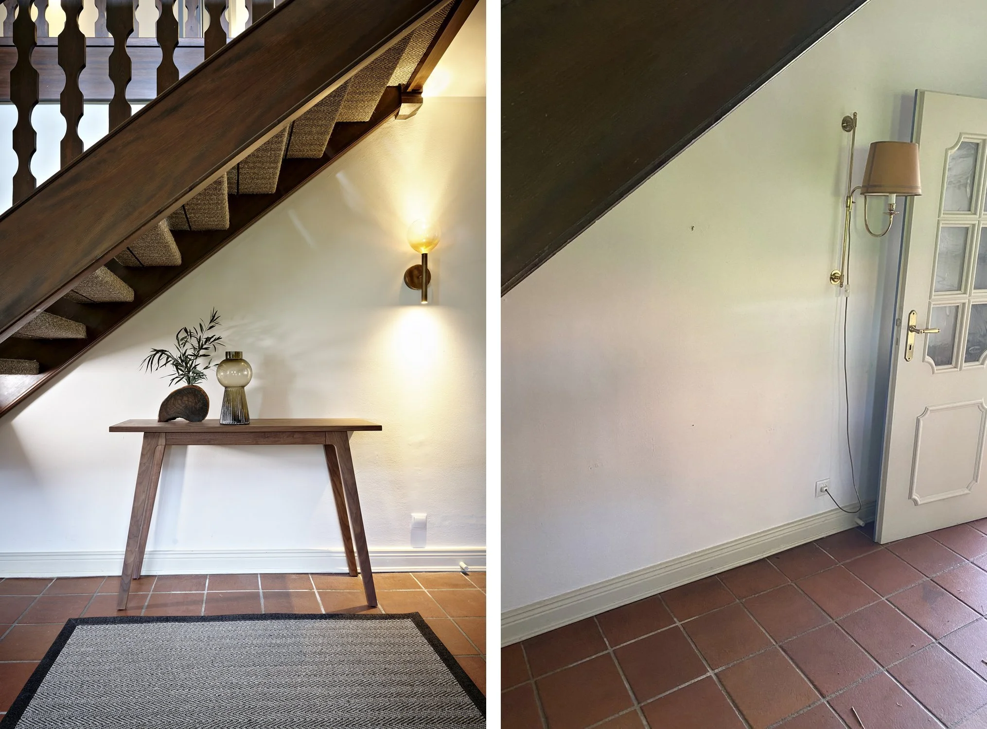 Flurgestaltung Ferienhaus Nachher dunkle Element Flur Vorher