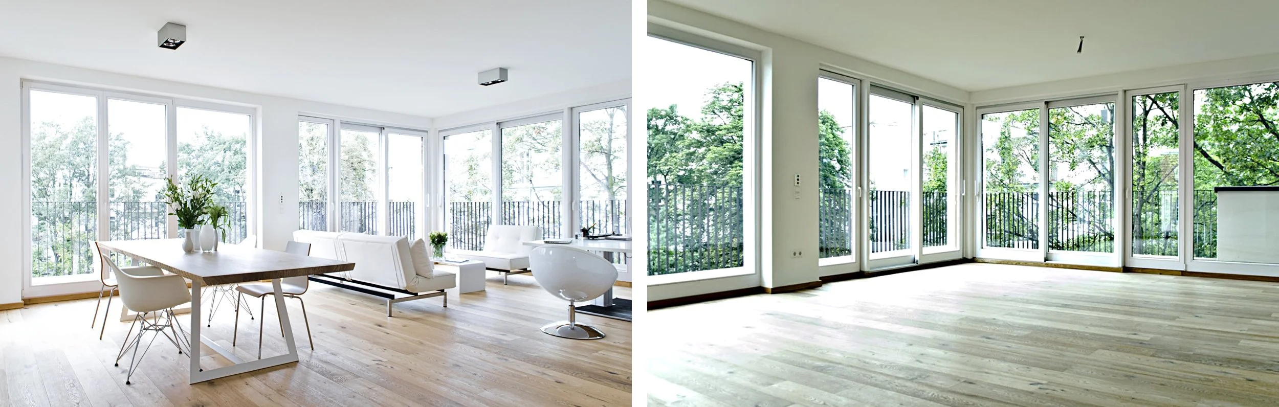 Wohn-Esszimmer Nachher Weiss Holzboden Wohn-Esszimmer Vorher