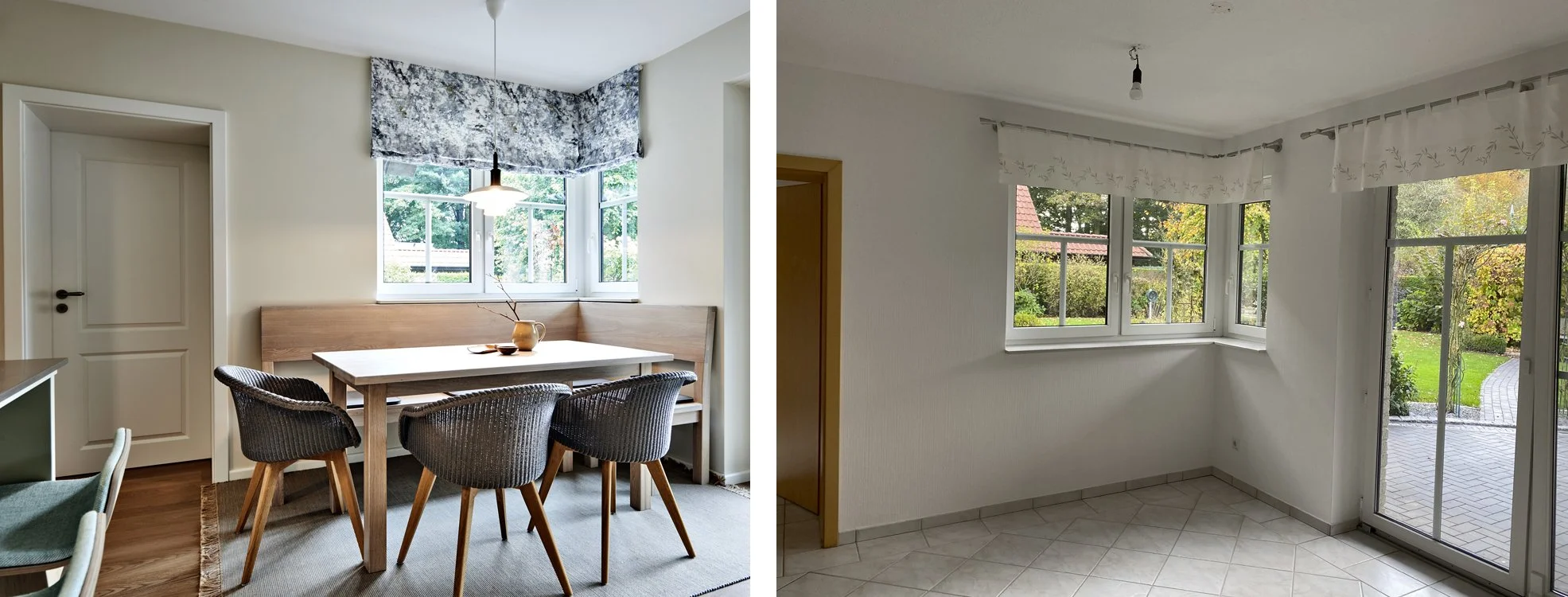 Essplatz Küche Nachher Holzsitzbank Teppich Essplatz Vorher