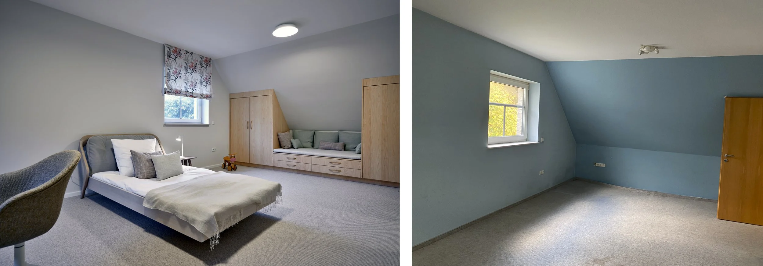 Schlafzimmer Nachher Bett Einbauschrank mit Sitzbank Holz Schlafzimmer Vorher