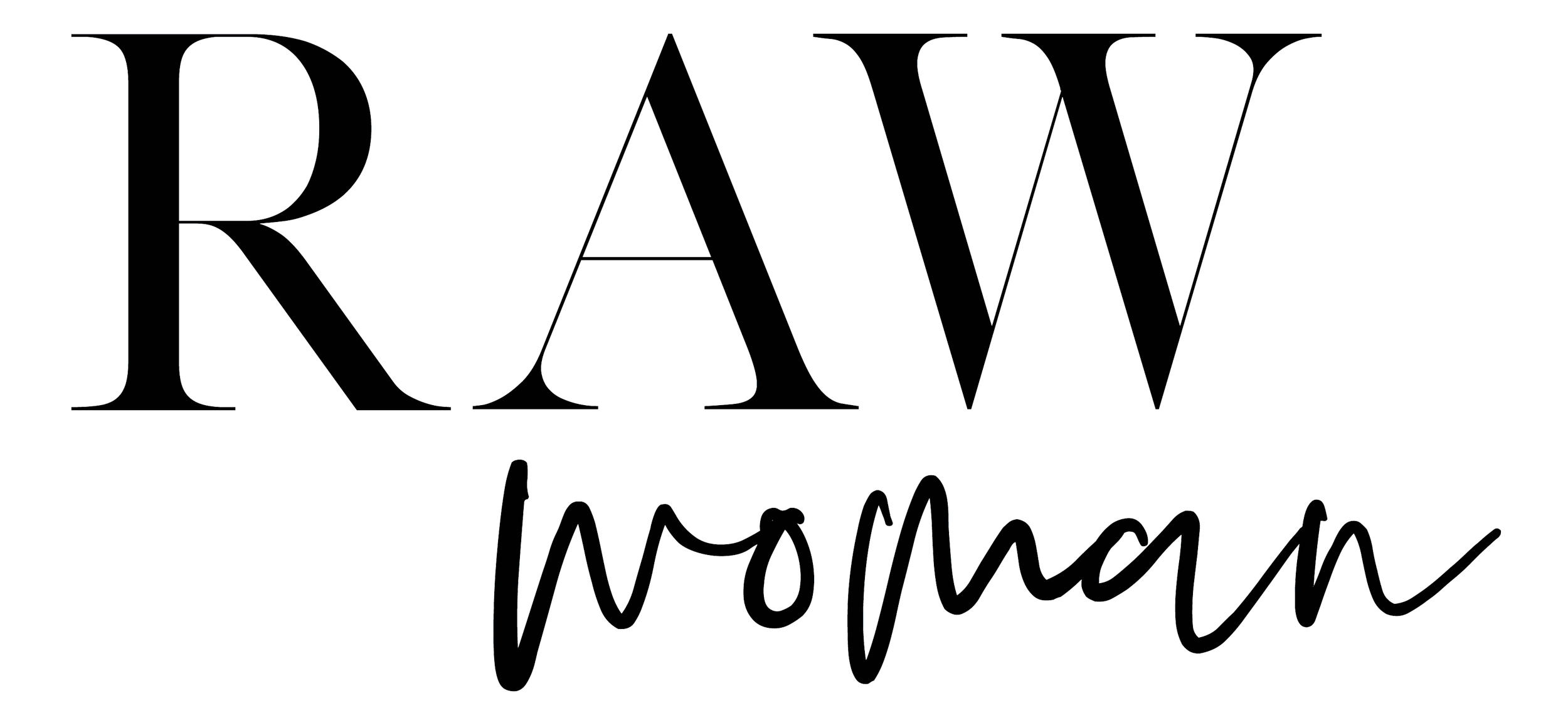 Line art logo with large, thin outlined letters spelling 'RAW' on top, and a smaller, cursive, handwritten style 'no more' underneath.