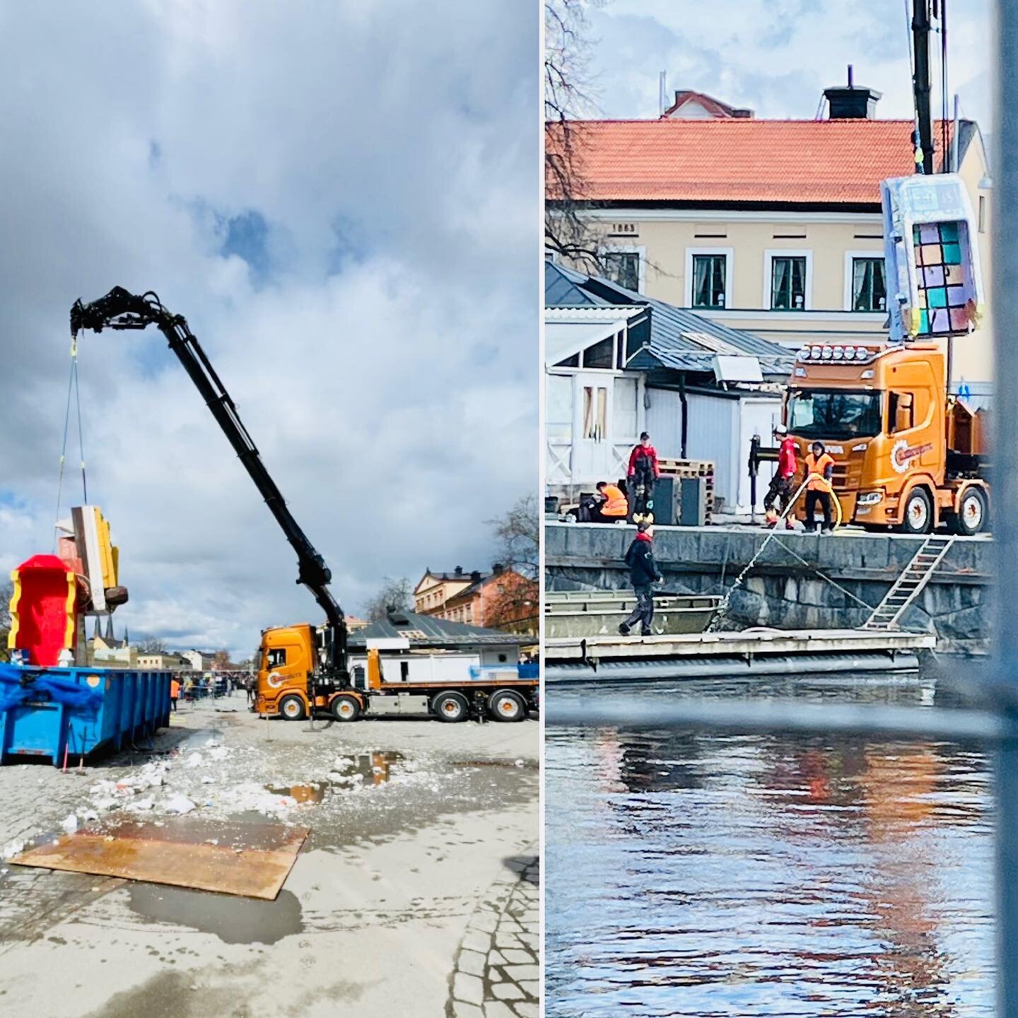 P&aring; plats i Uppsala f&ouml;r att hj&auml;lpa till med att ta upp alla fantastiska flottkreationer som tagit sig hela v&auml;gen ner l&auml;ngs Fyris&aring;n. #valborgiuppsala #valborg #sistaapril #folkfest #upplandsschakt #vallg&aring;rdaentrepr