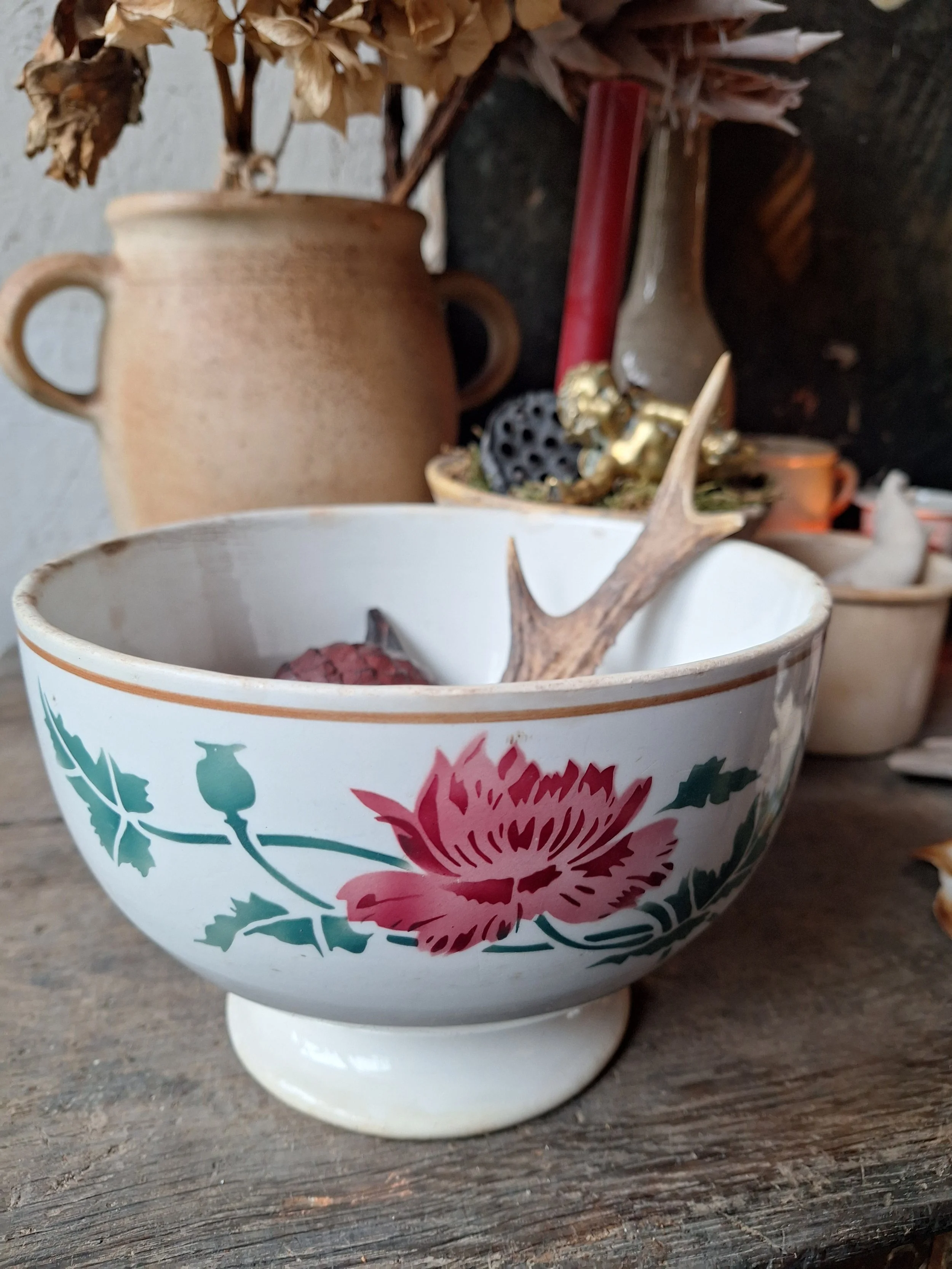 Large French floral bowl