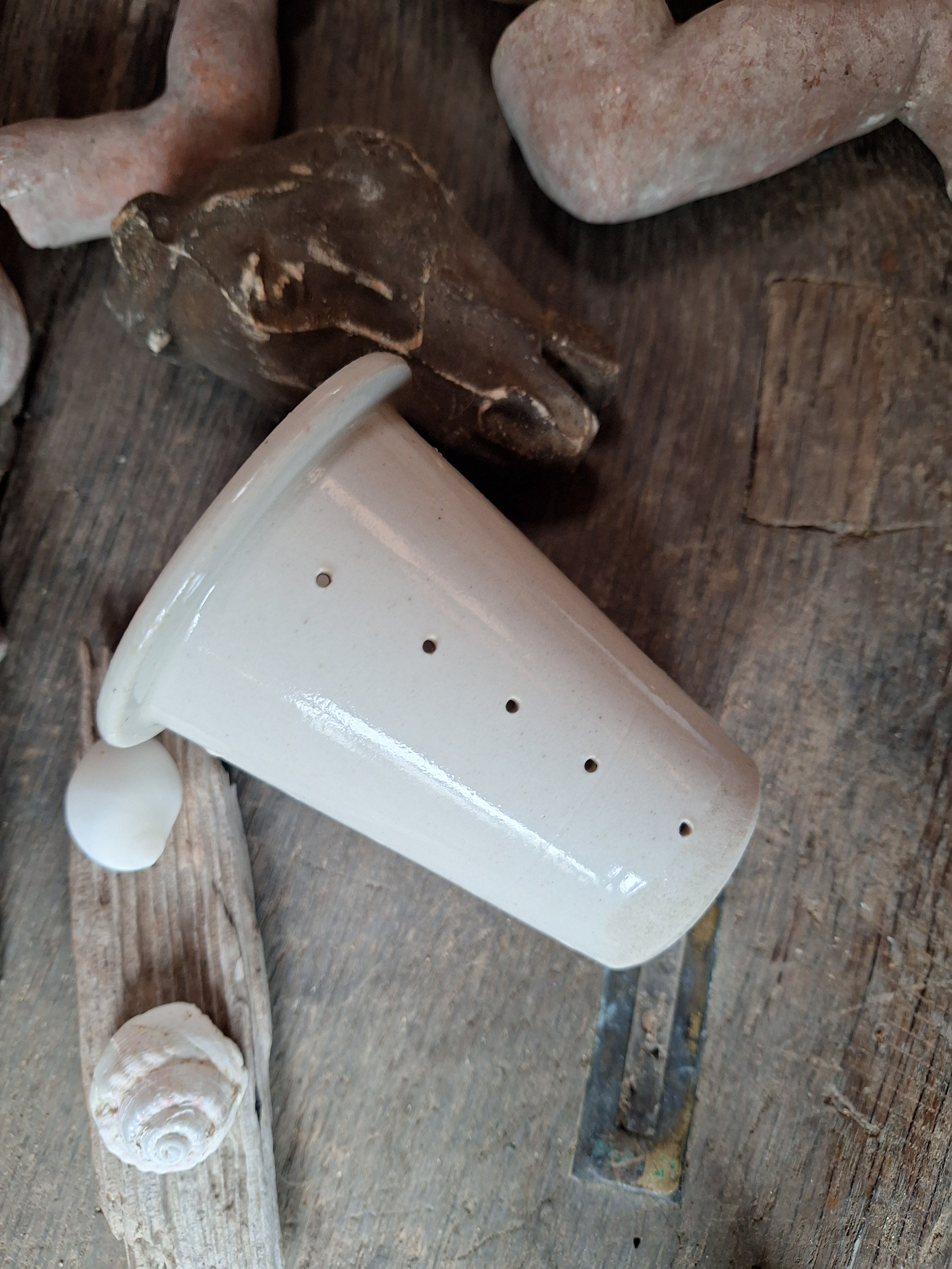 Small French ceramic strainer