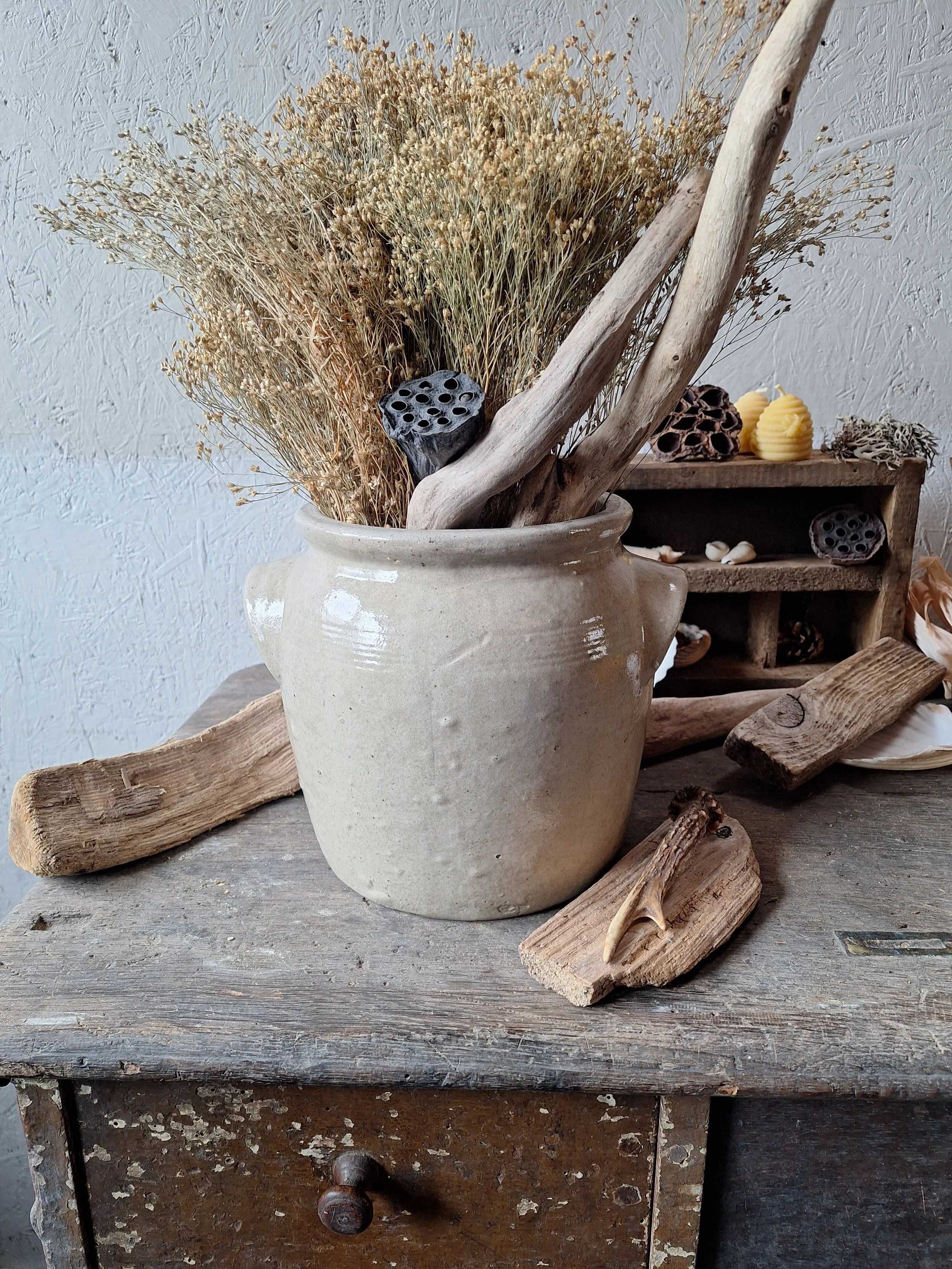 Vintage French grey confit pot
