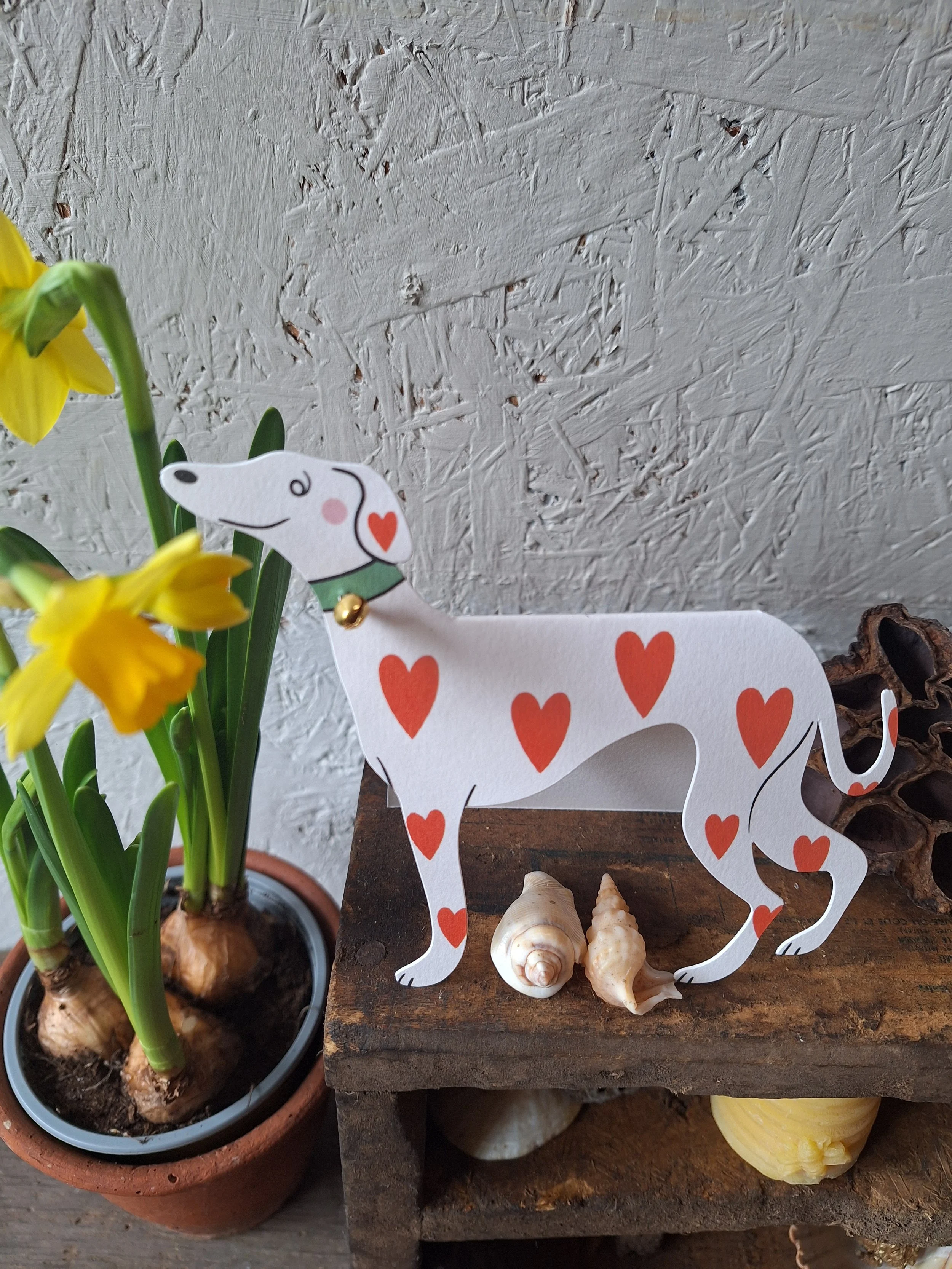 Love Heart Whippet Dog Greeting Card