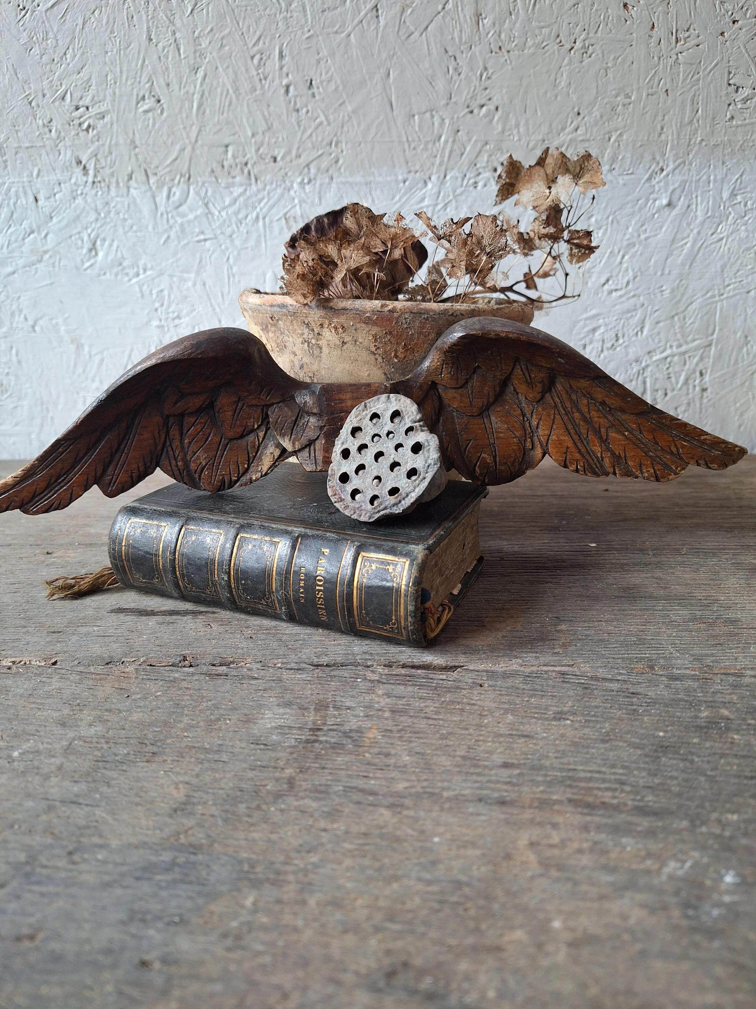 Vintage wooden angel wings