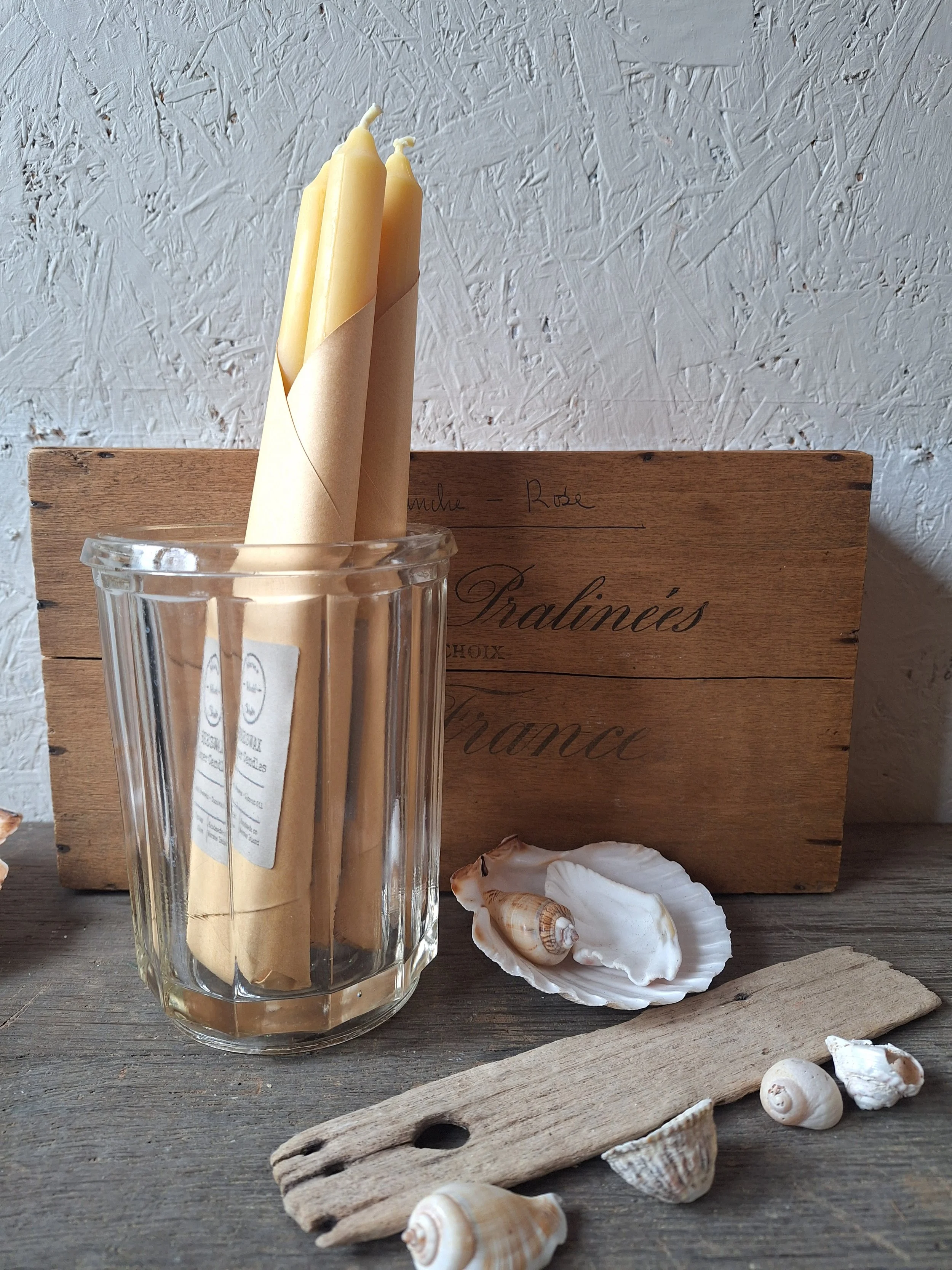 French tall glass jar