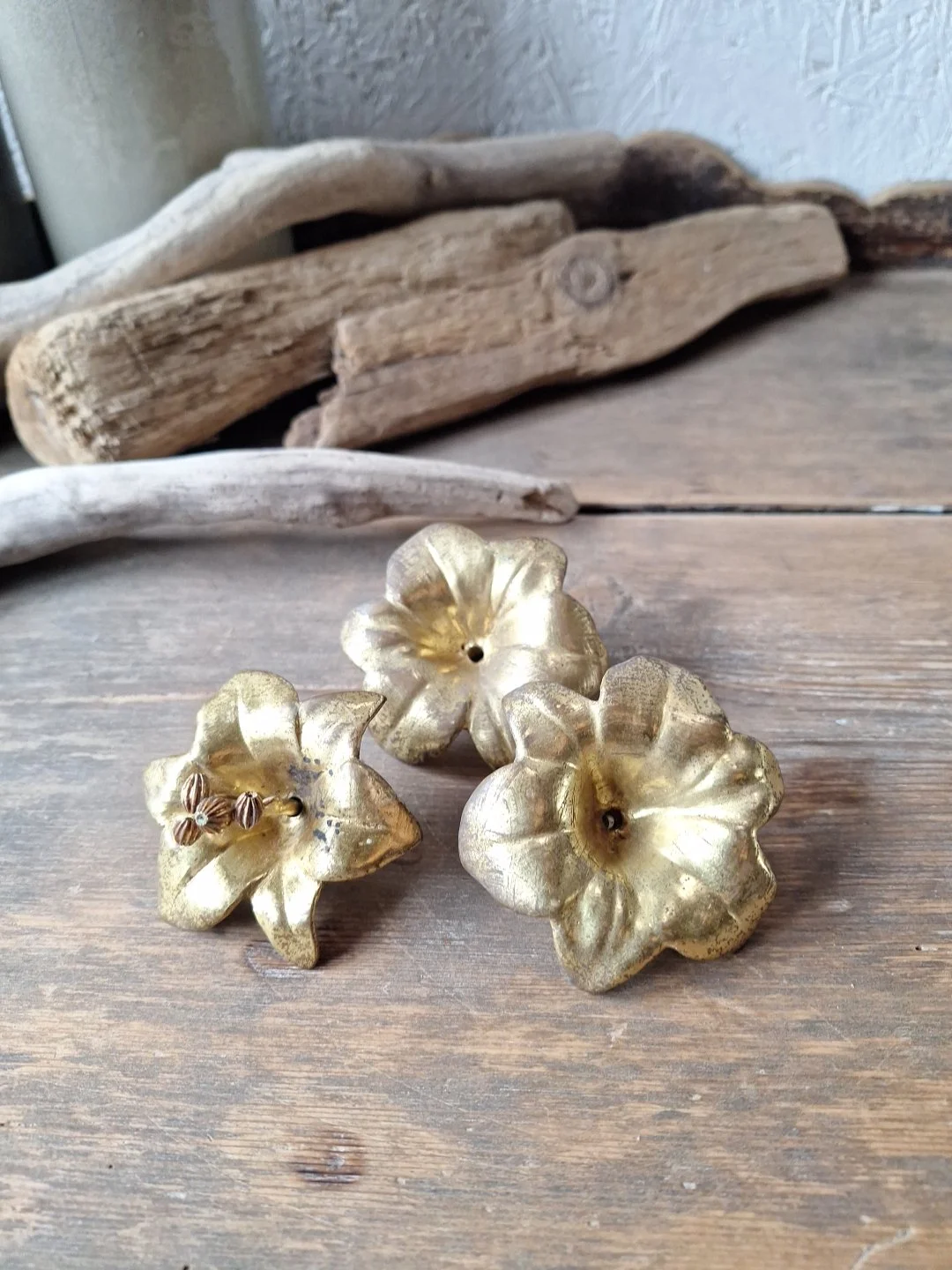 Vintage French metal flower heads