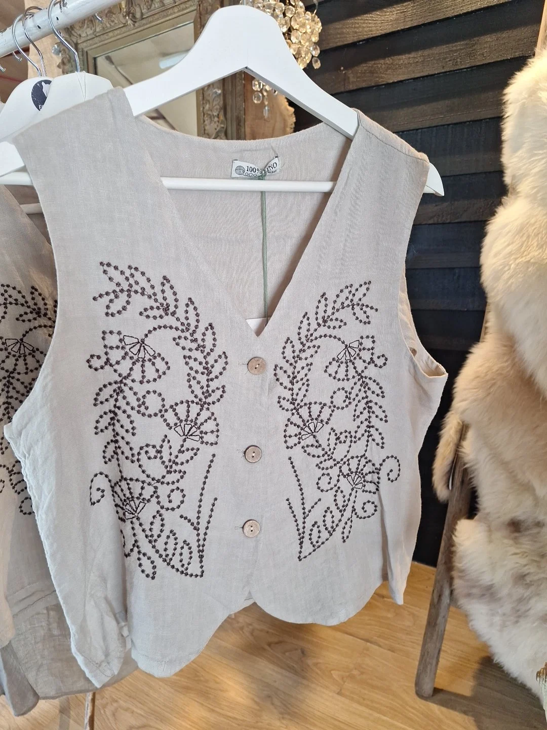 New Ladies 100% Linen waistcoat size 10-12