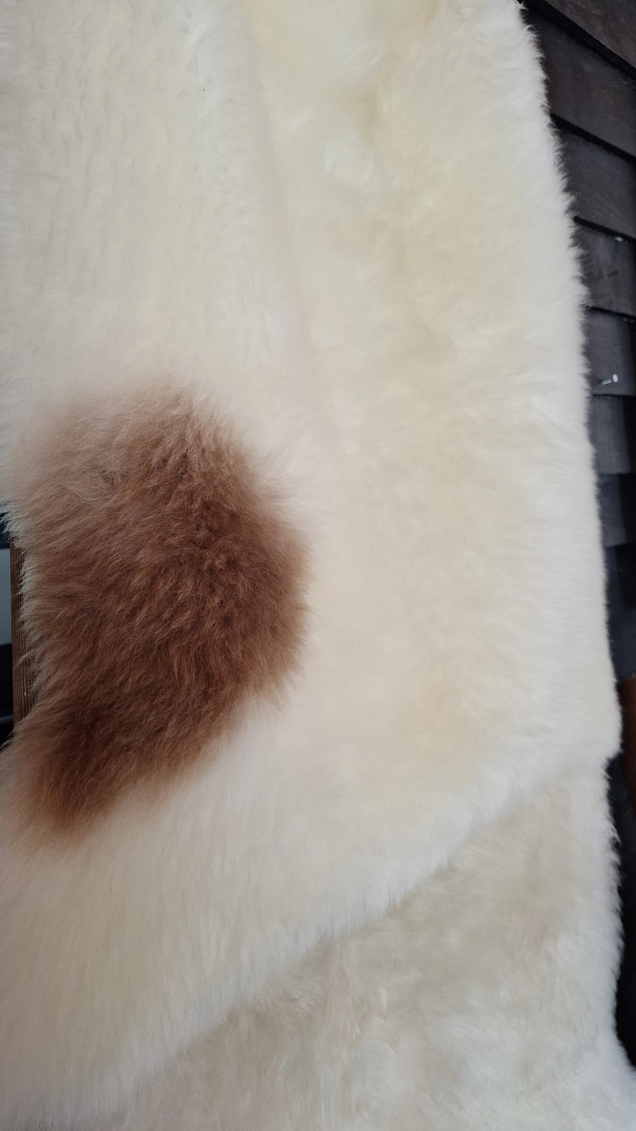 Natural brown patch on one side Sheepskin Rug Large