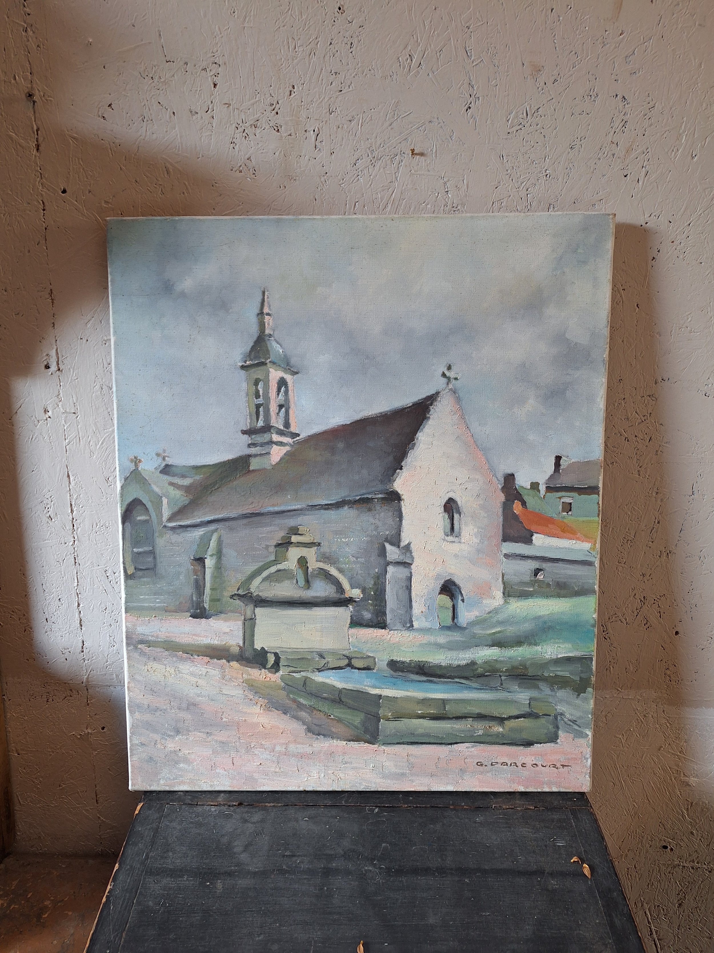 Vintage French painting on canvas