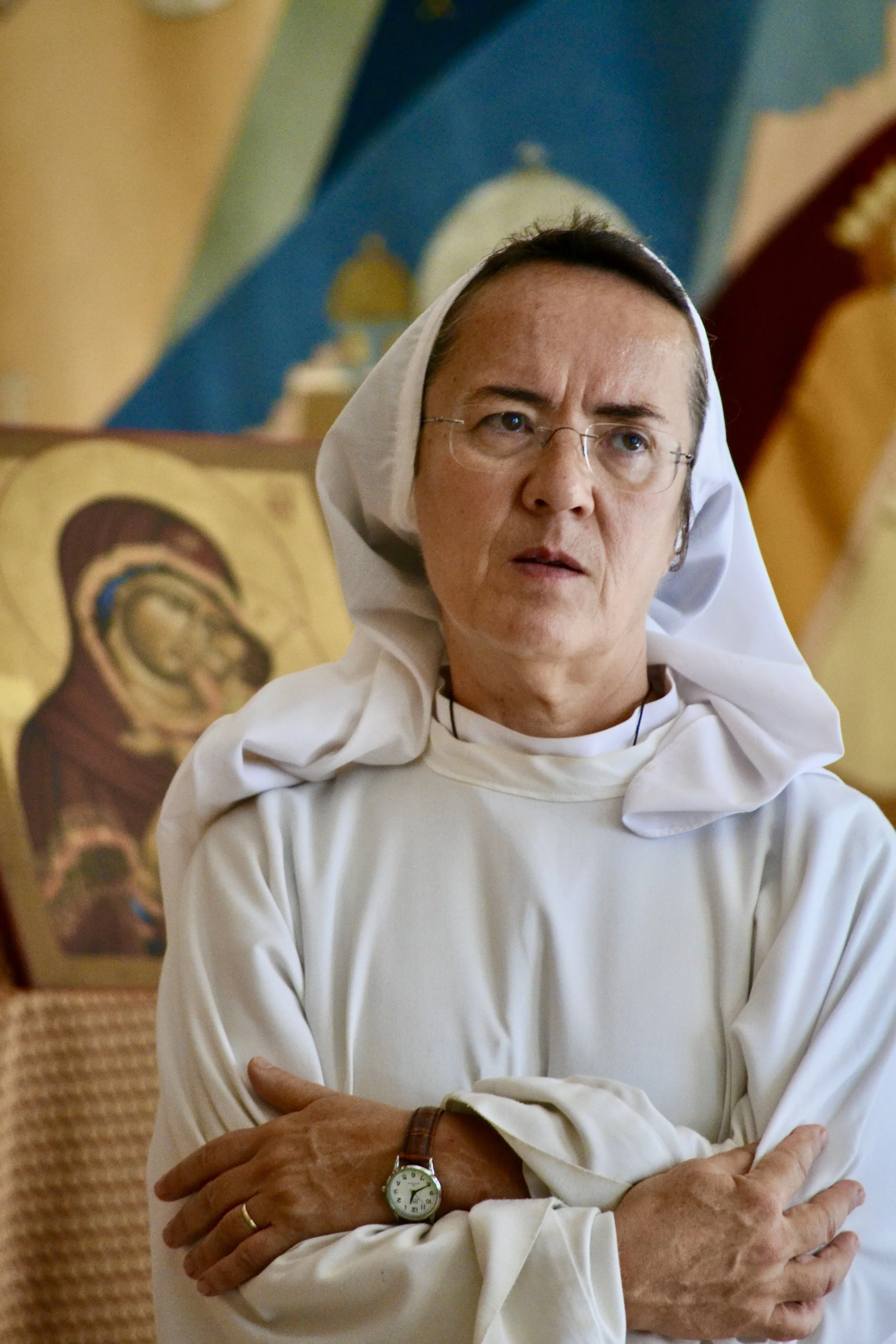  Soeur Agnes, Monastery at Emmaus, 2021.  Noon mass. 