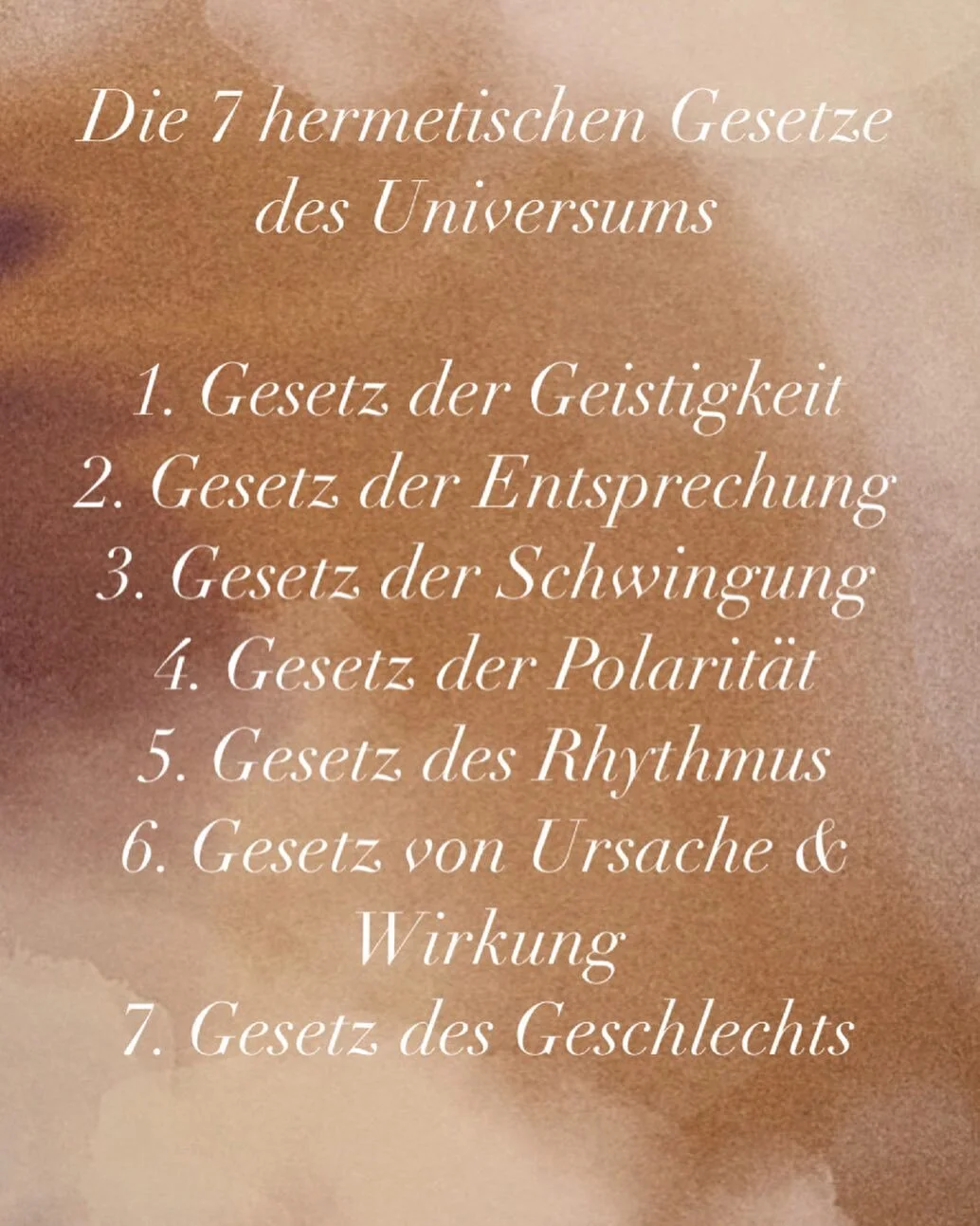 Diese Gesetze werden auch die feinstofflichen Gesetze genannt. Es sind die Gesetzm&auml;&szlig;igkeiten des Universums. Da wir ein Teil des Universums sind, funktionieren diese Gesetze nat&uuml;rlich auch f&uuml;r uns. Ob man es nun m&ouml;chte oder 