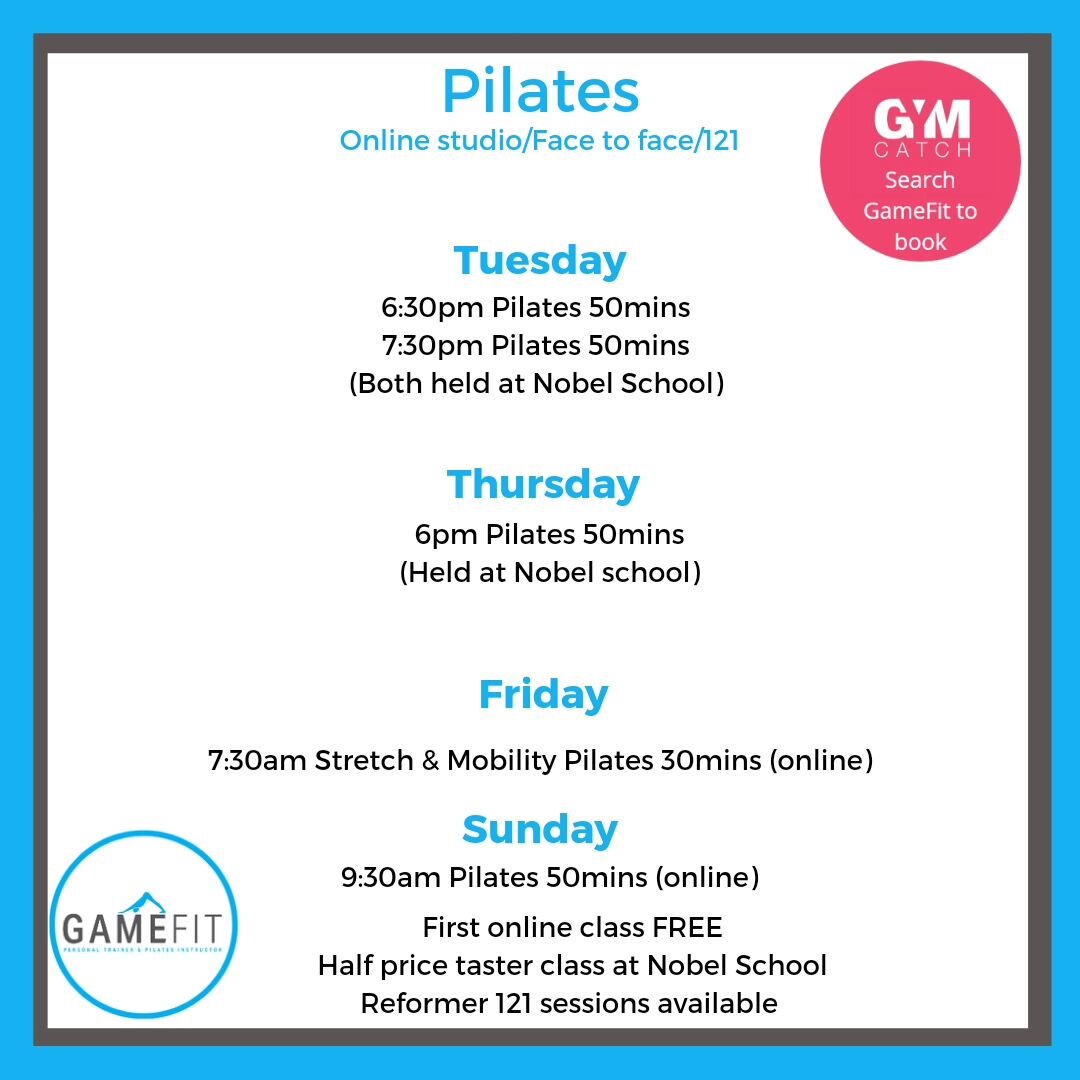 Current timetable 

I offer in the community and online classes, all levels welcome. 

&pound;10 pay as you go or &pound;35 for 4 weeks, package includes a online class and all my on-demand classes (over 500 videos to do at your own leisure).

Messag